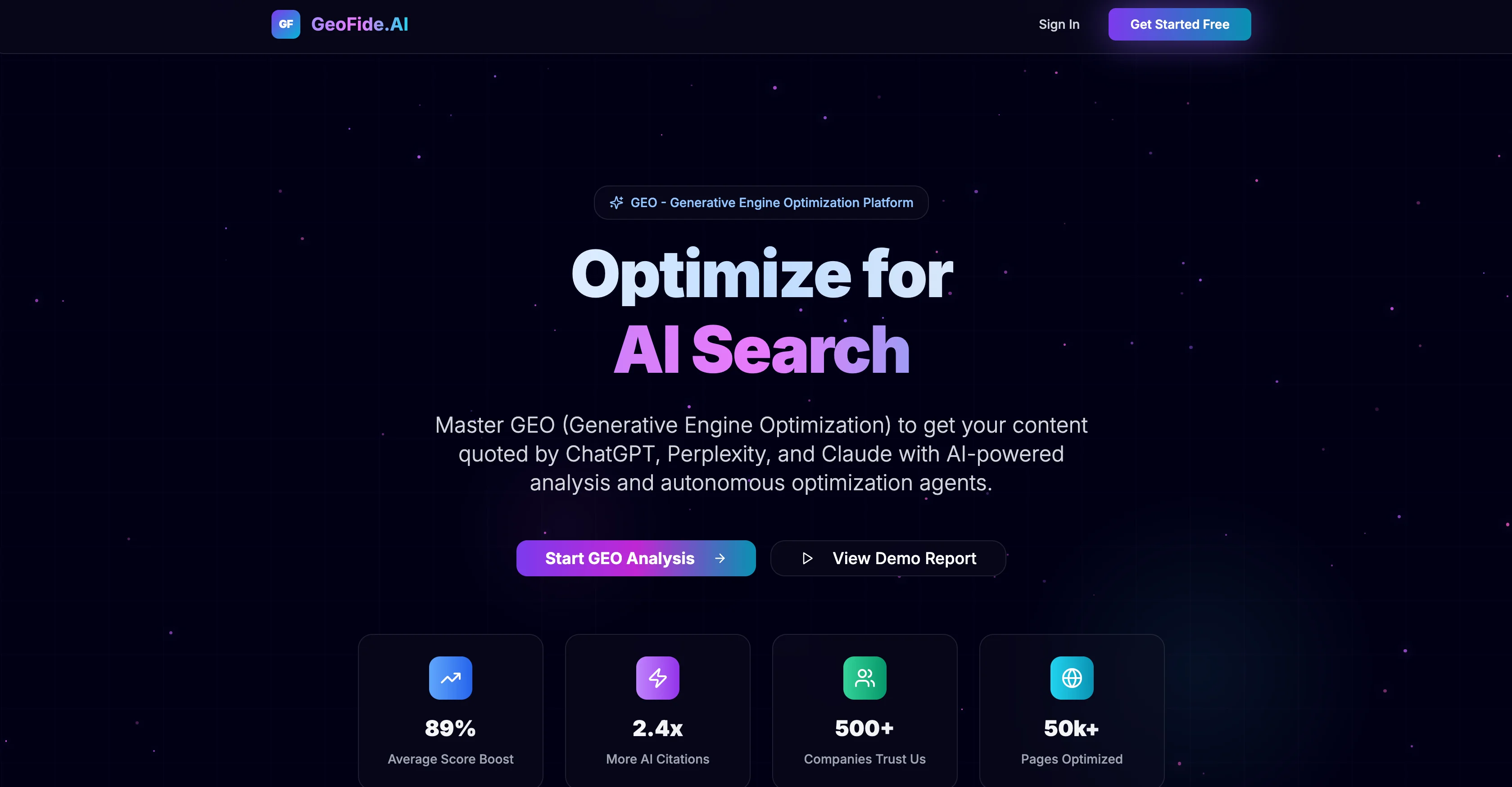 GeoFide AI interface screenshot