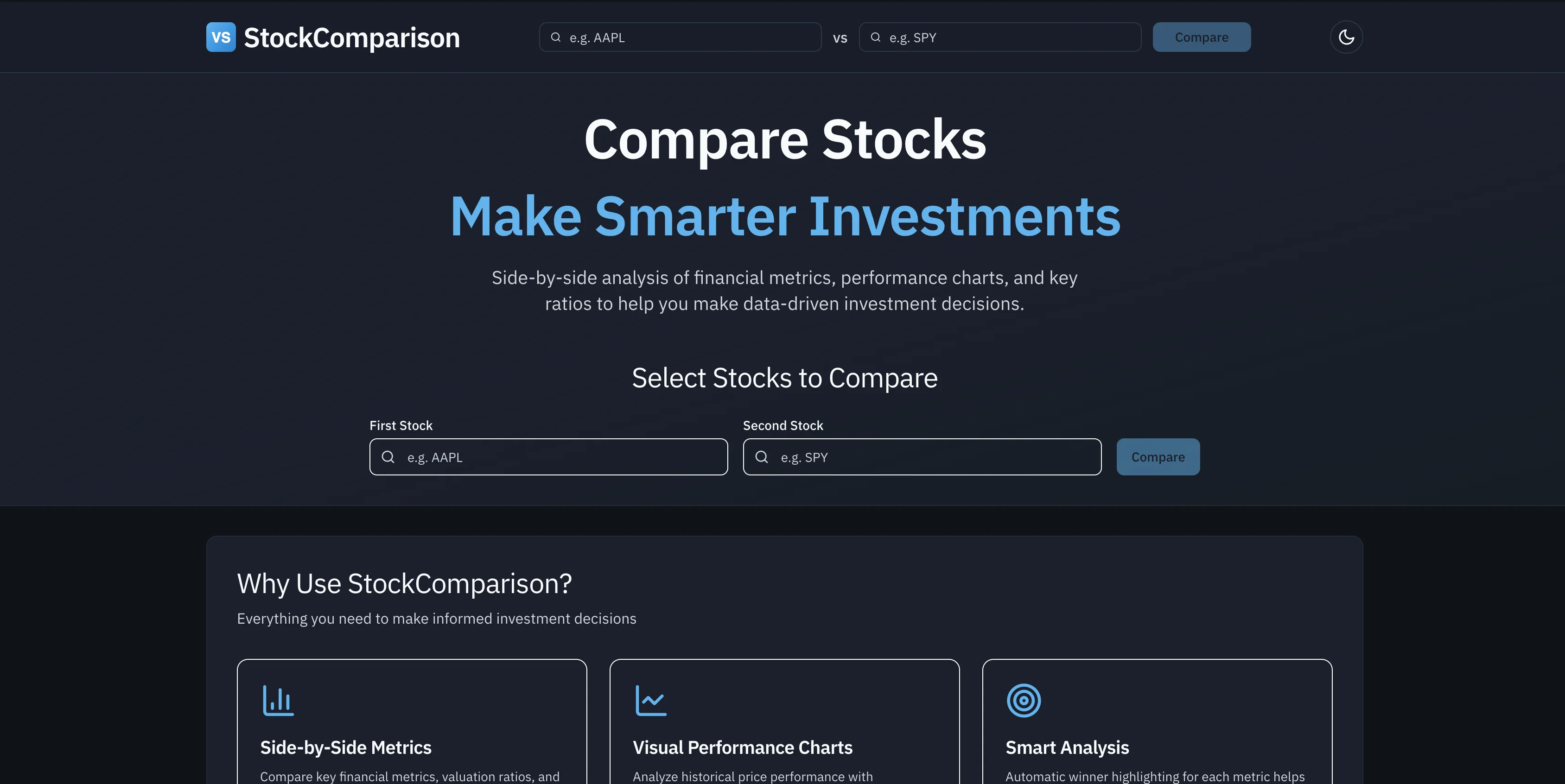 StockComparison interface screenshot