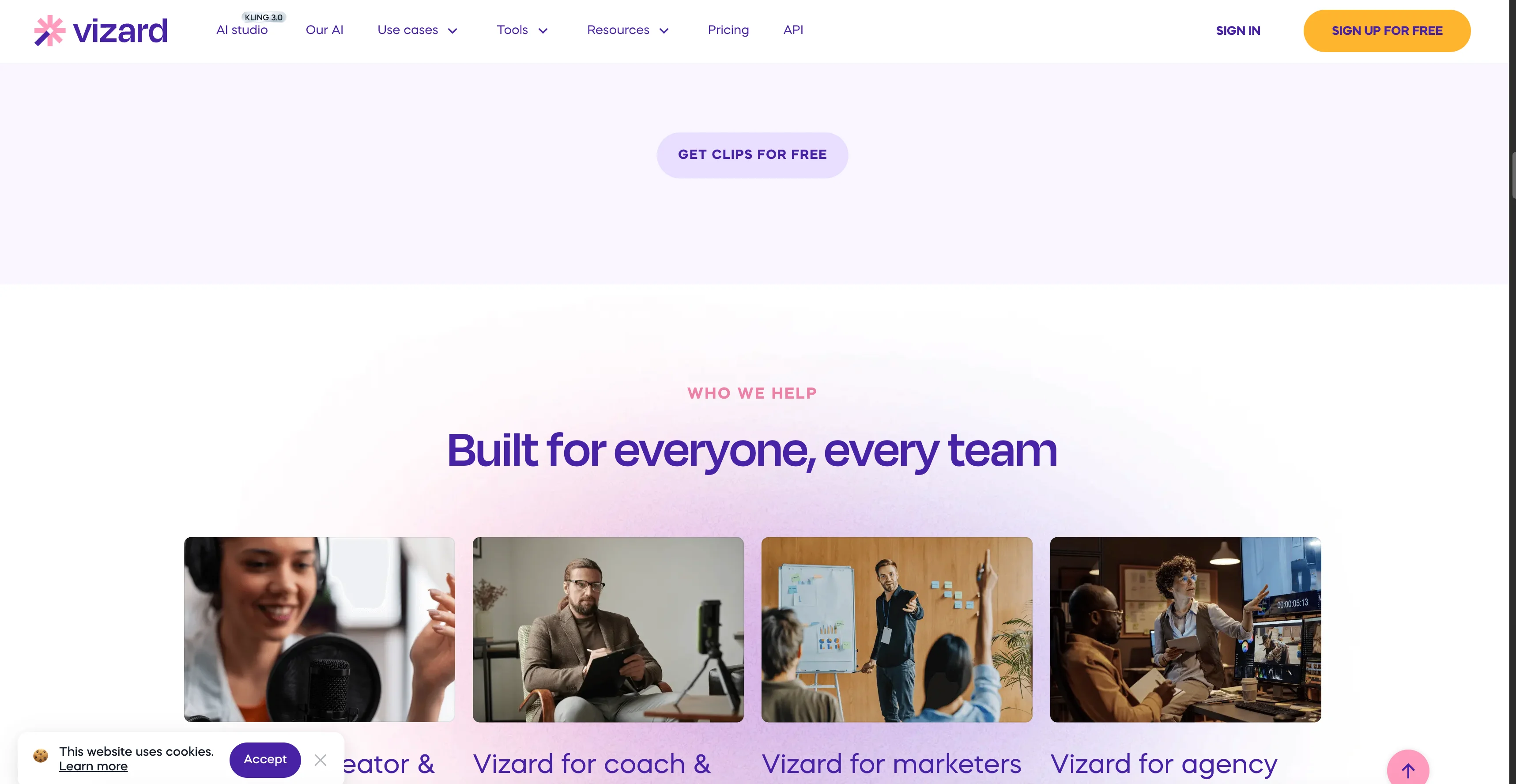 Vizard AI interface screenshot