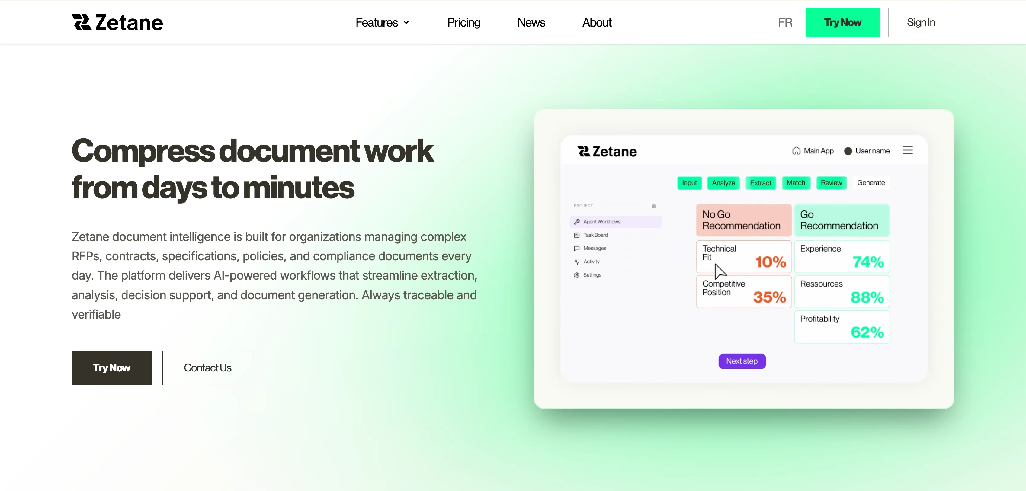 Zetane interface screenshot