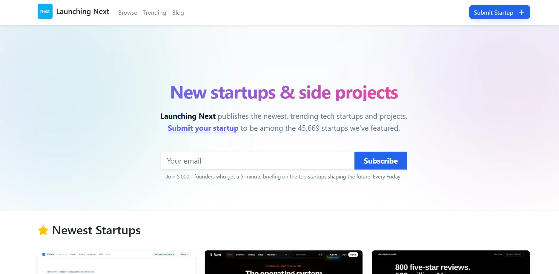 Launching Next website preview