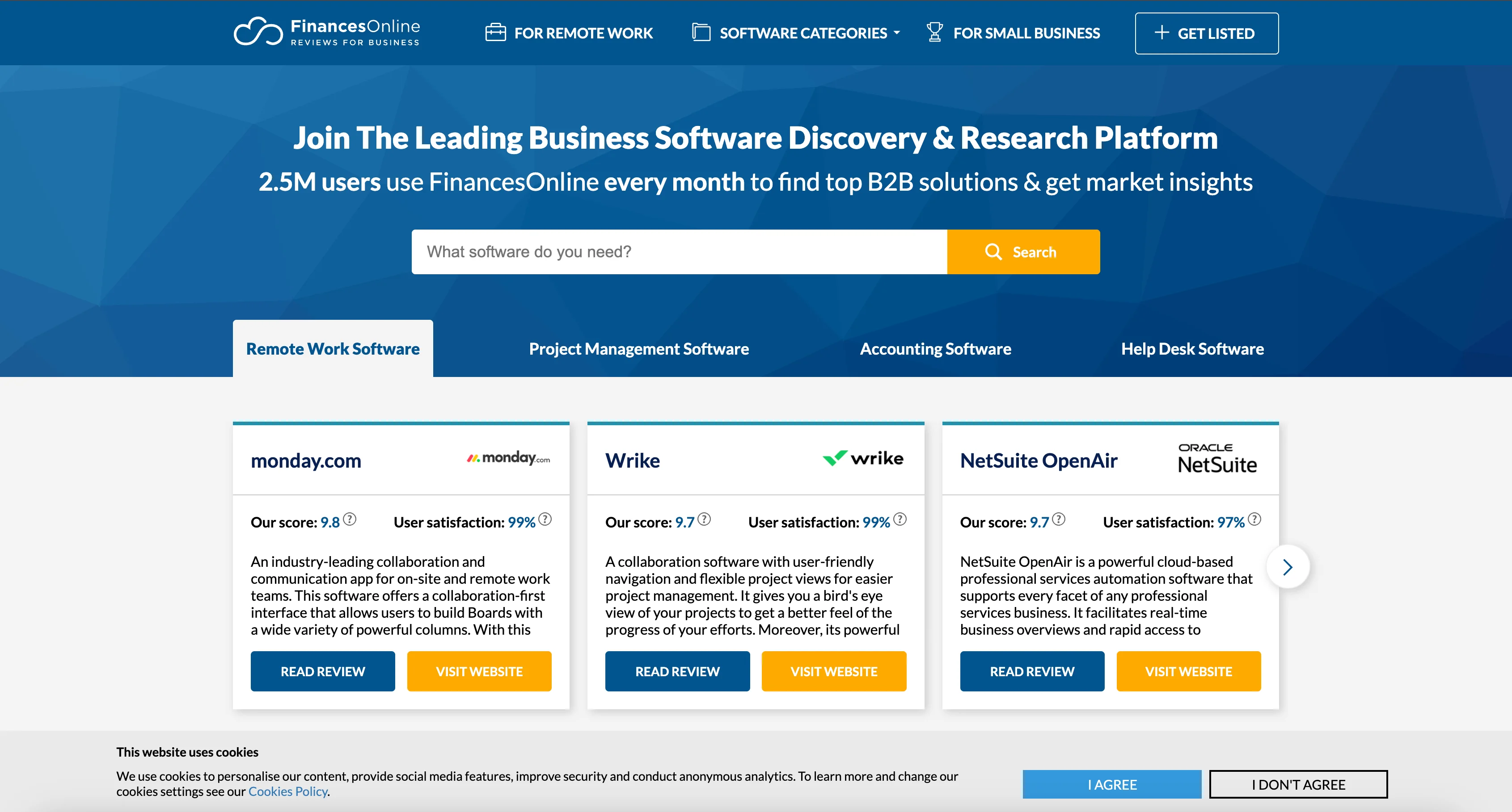 FinancesOnline website preview