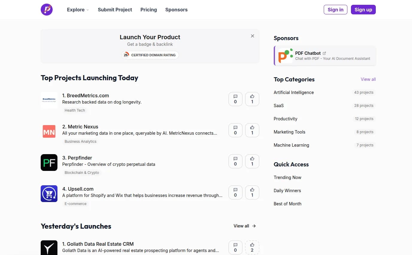 Product Launchify interface screenshot