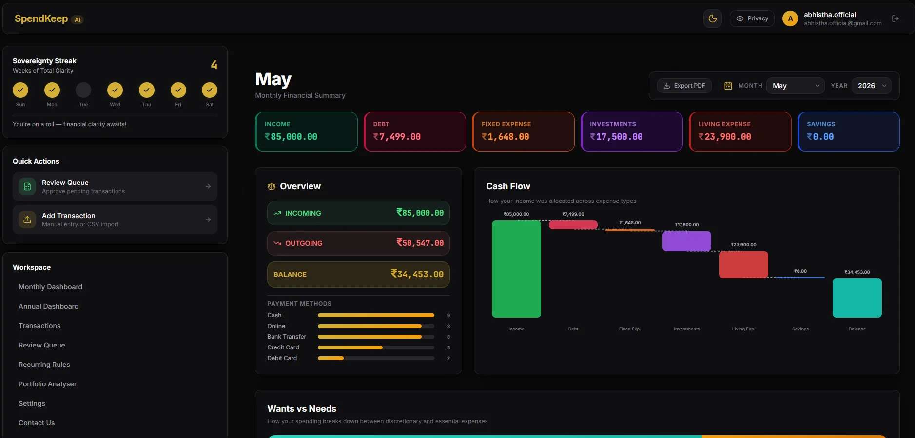 SpendKeep AI interface screenshot
