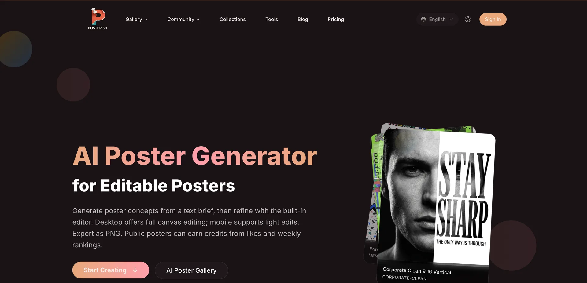 Poster.sh interface screenshot