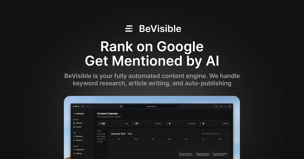 BeVisible interface screenshot