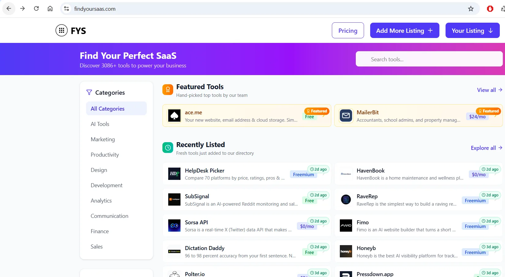 Find Your SaaS website preview