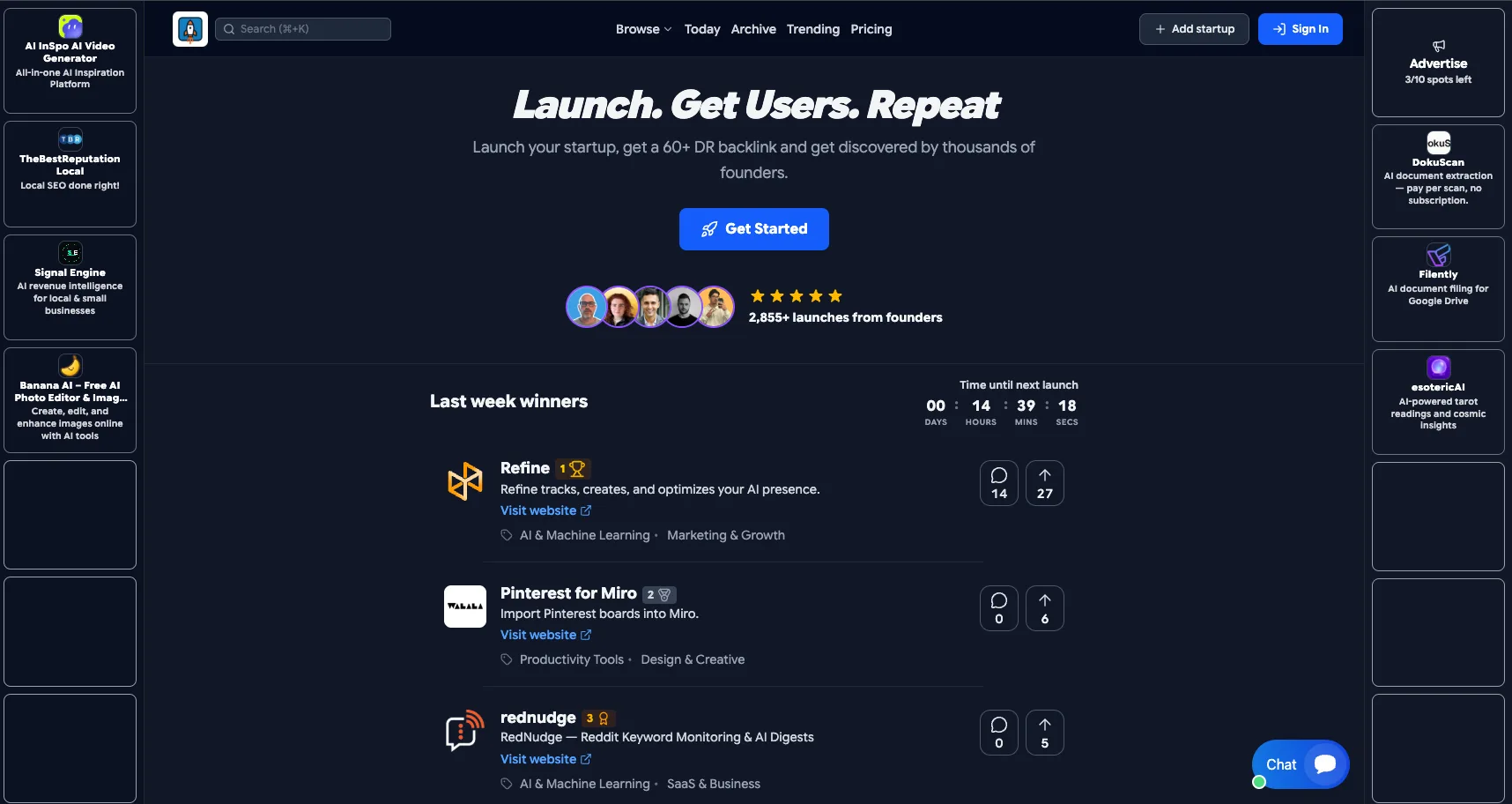 Launched Today interface screenshot