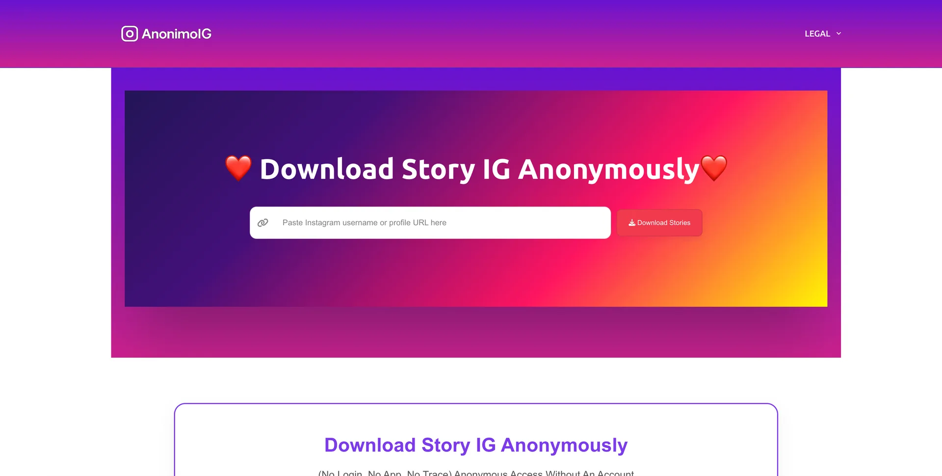 Instagram Anonymous Story Viewer interface screenshot