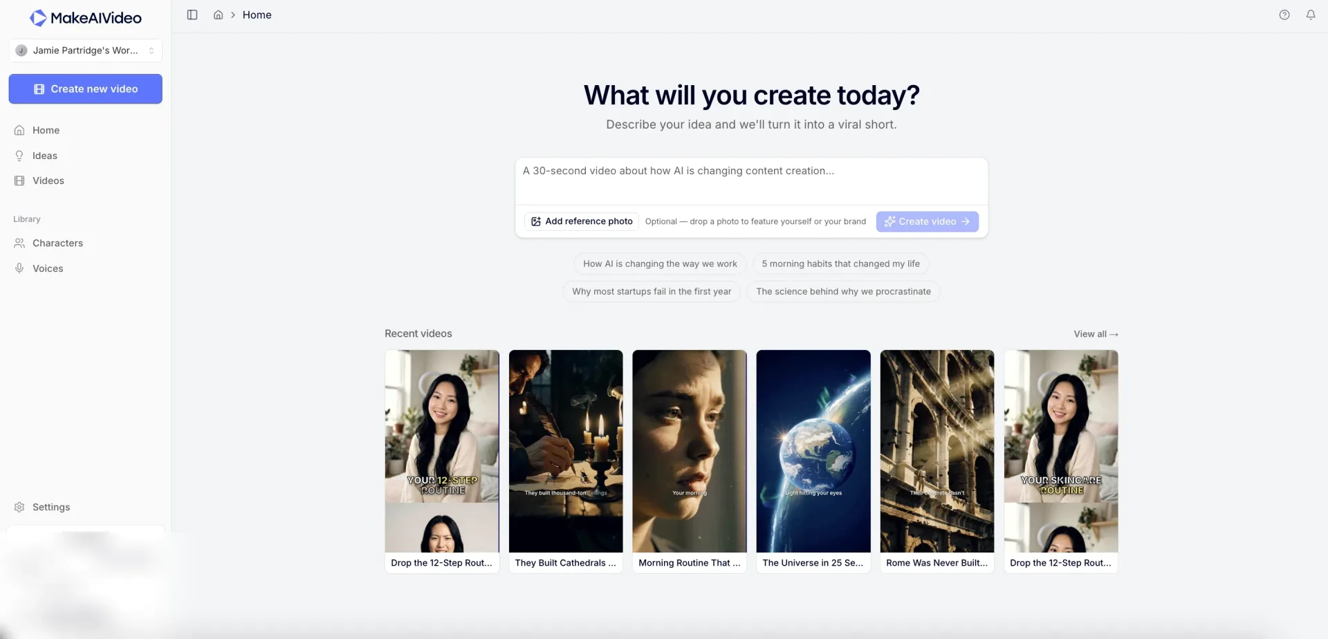 MakeAIVideo interface screenshot