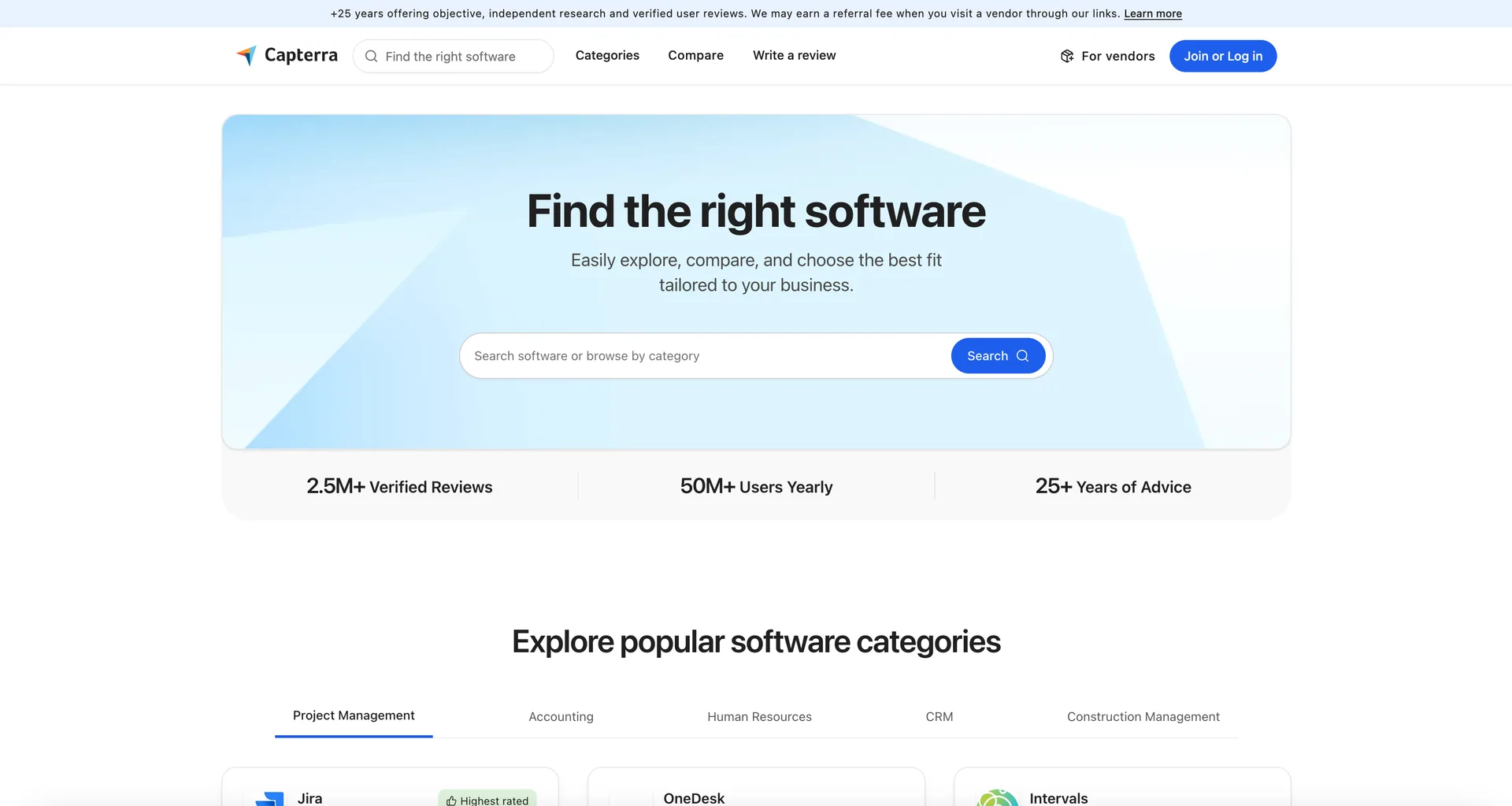 Capterra website preview