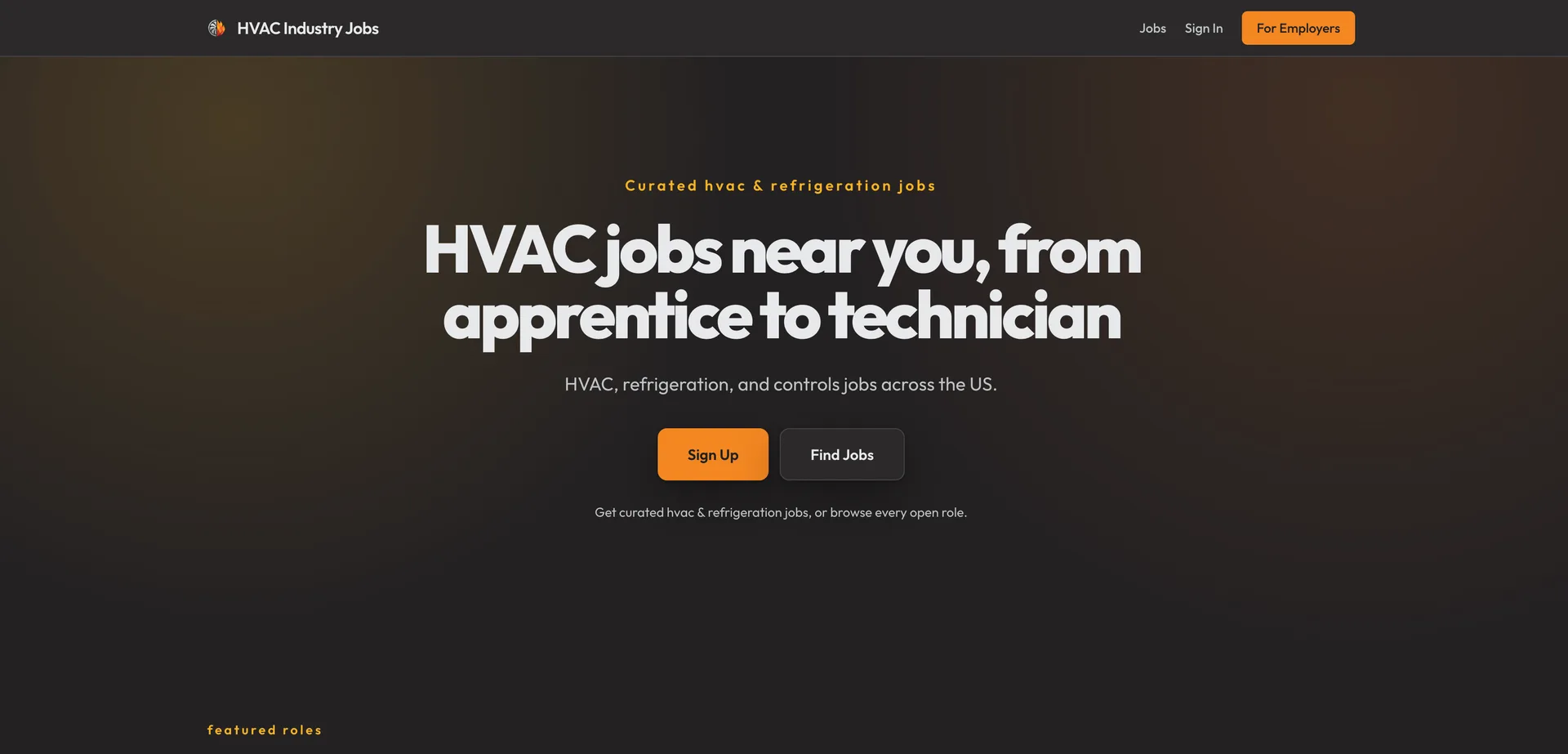 HVAC Industry Jobs interface screenshot