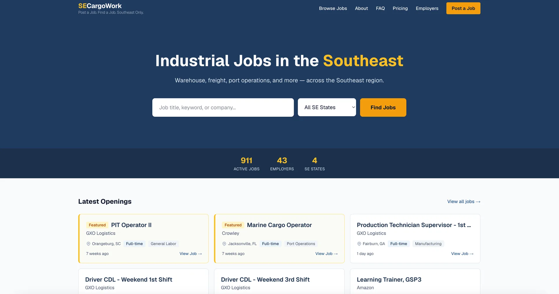 SECargoWork interface screenshot