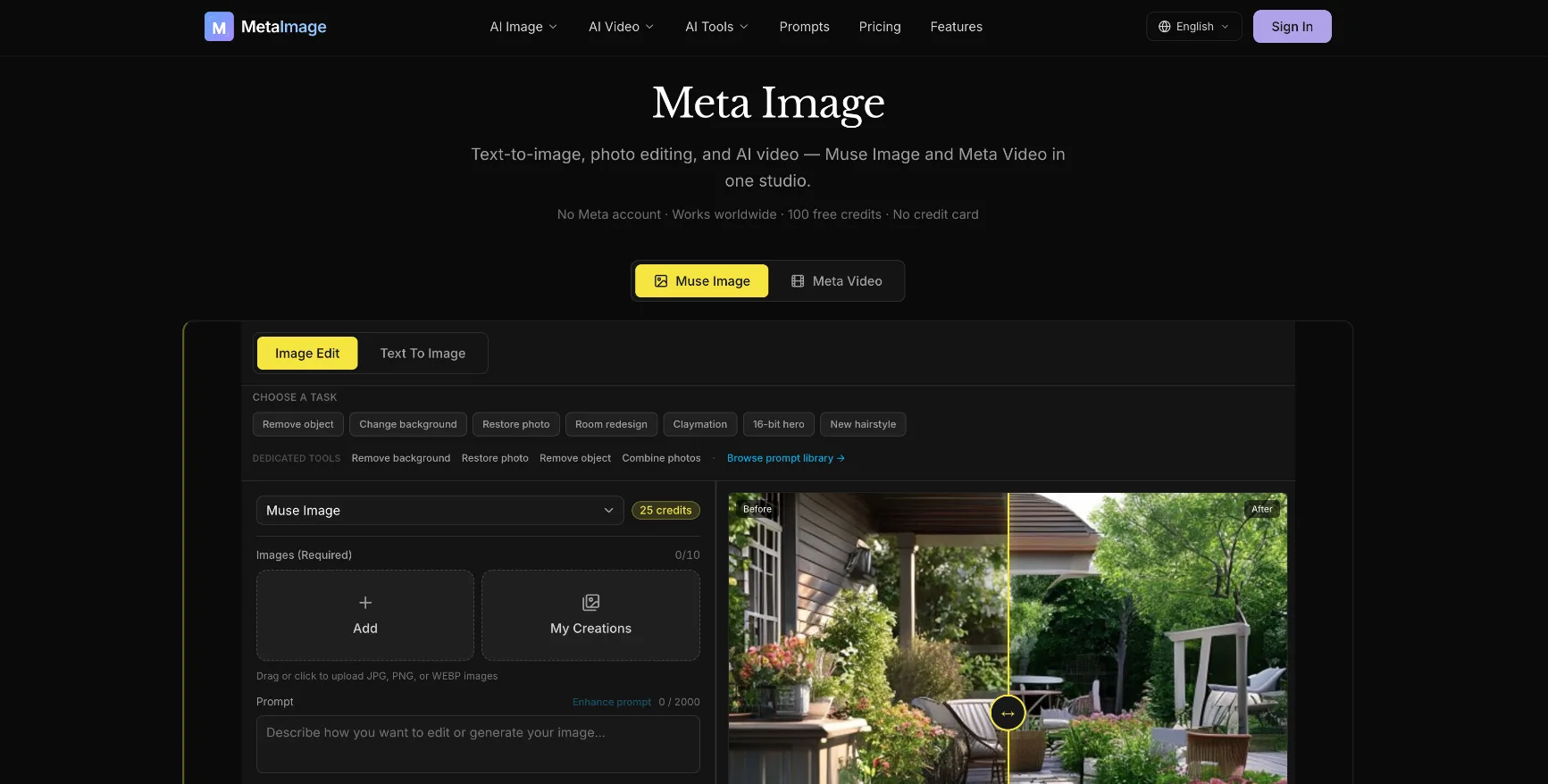 Meta Image interface screenshot