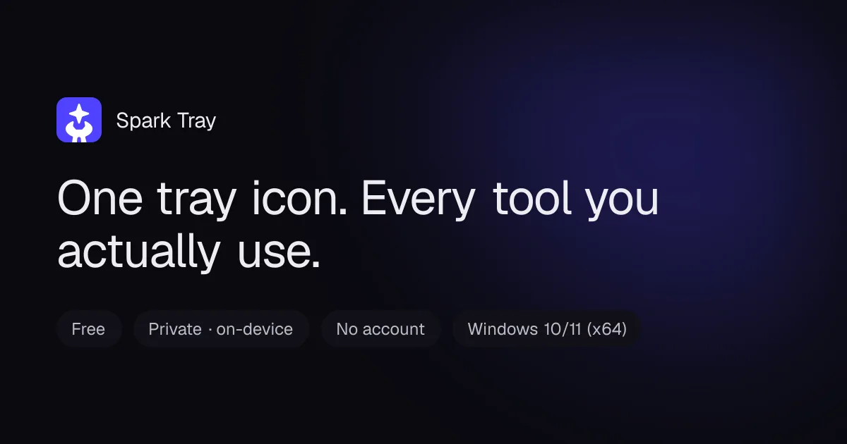 Spark Tray interface screenshot