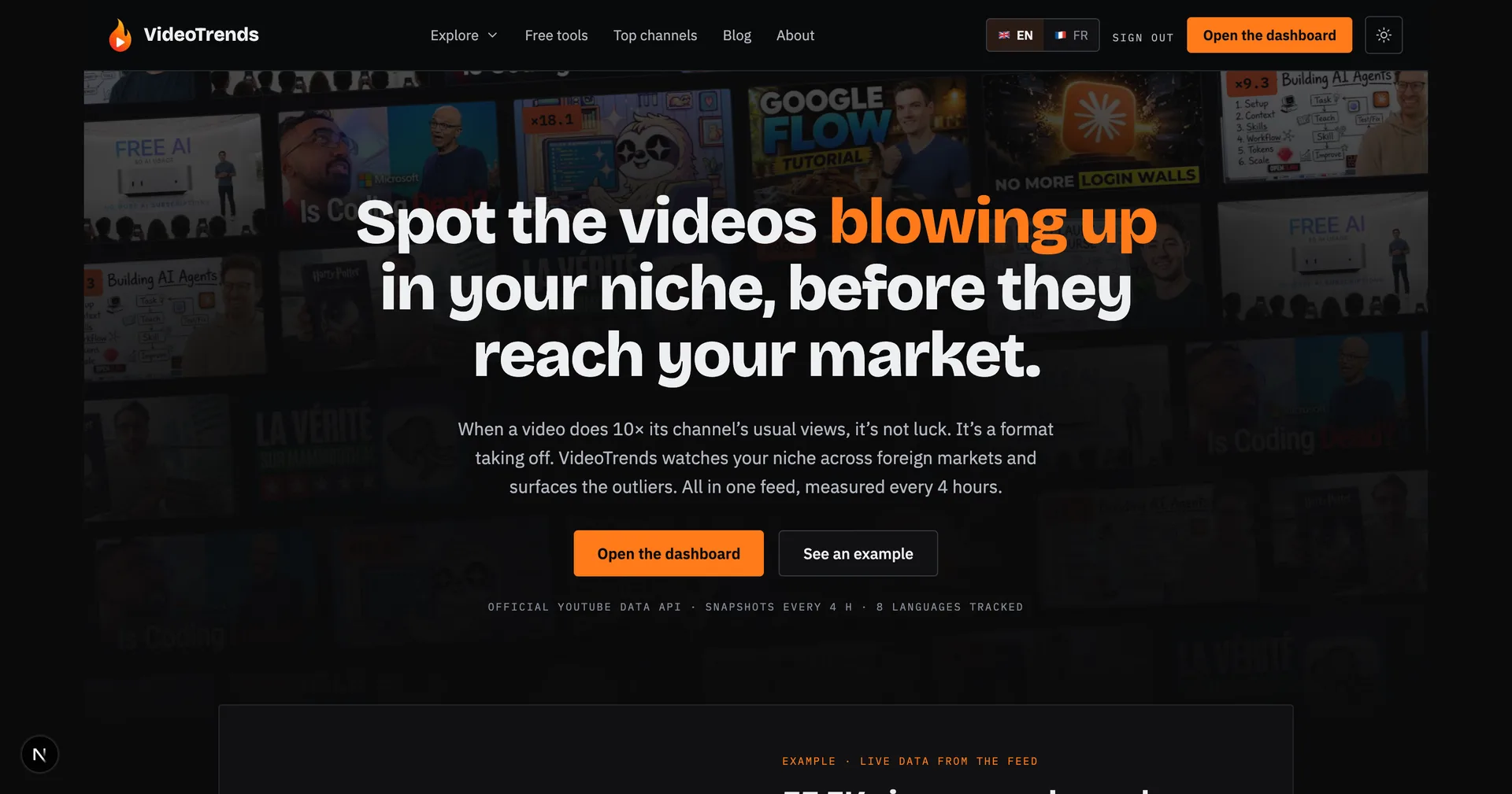 VideoTrends interface screenshot