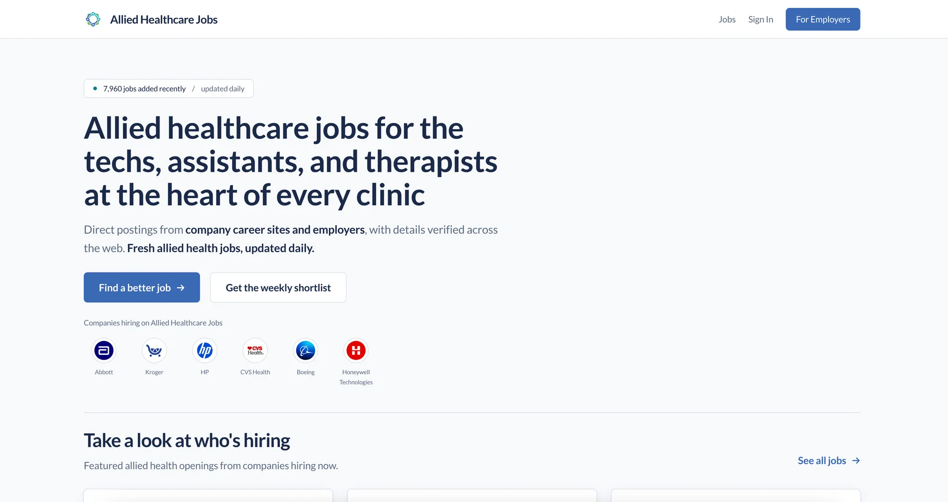 AlliedHealthcareJobs.com interface screenshot