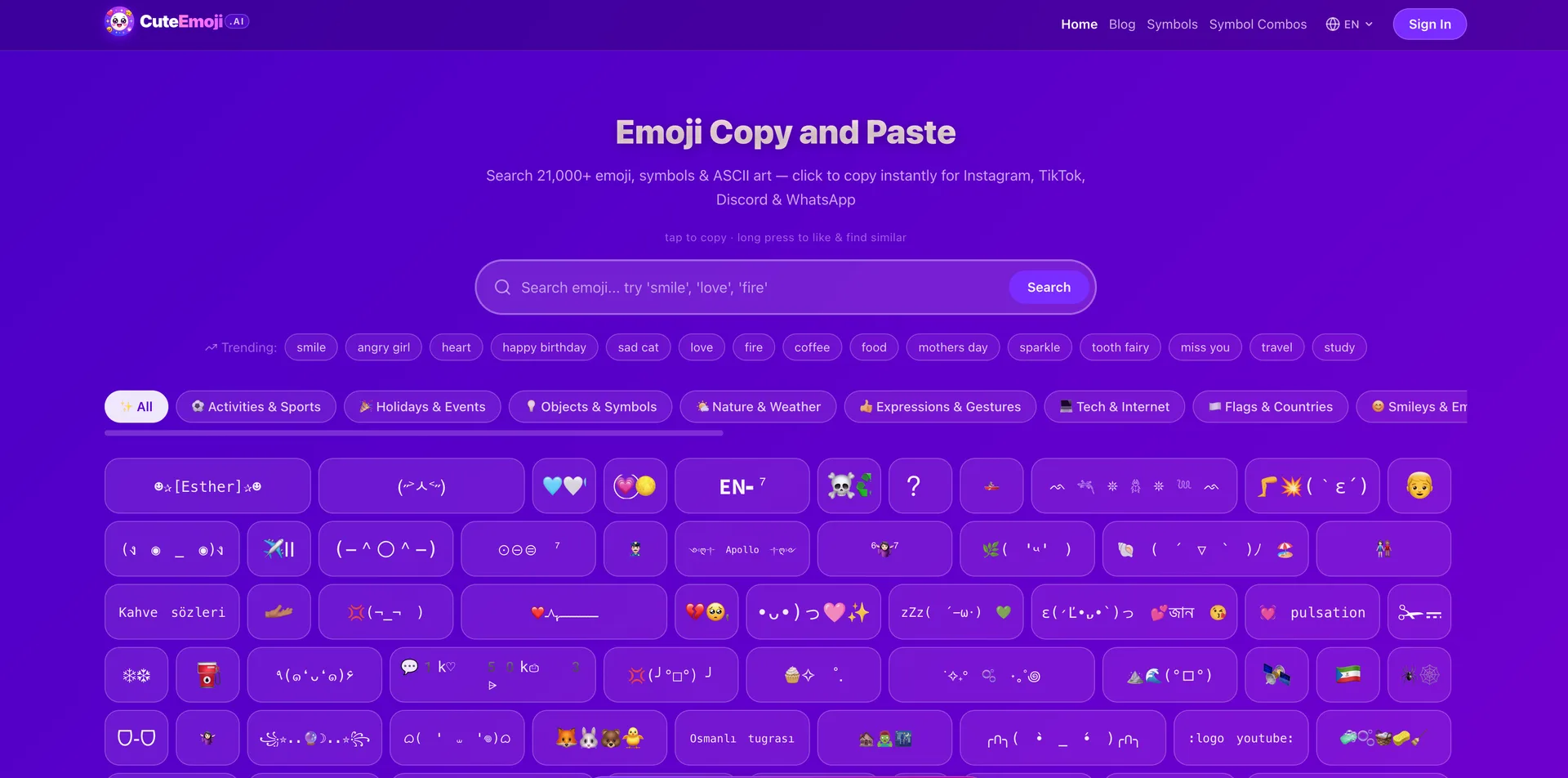 Emoji Copy and Paste interface screenshot