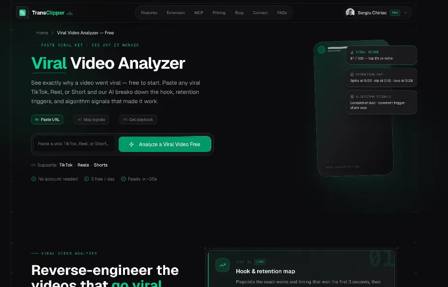 Viral Video Analyzer interface screenshot