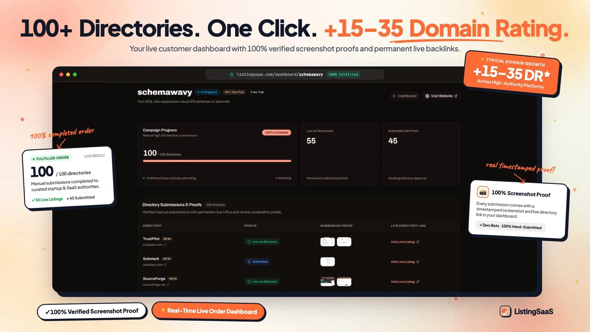 ListingSaaS interface screenshot