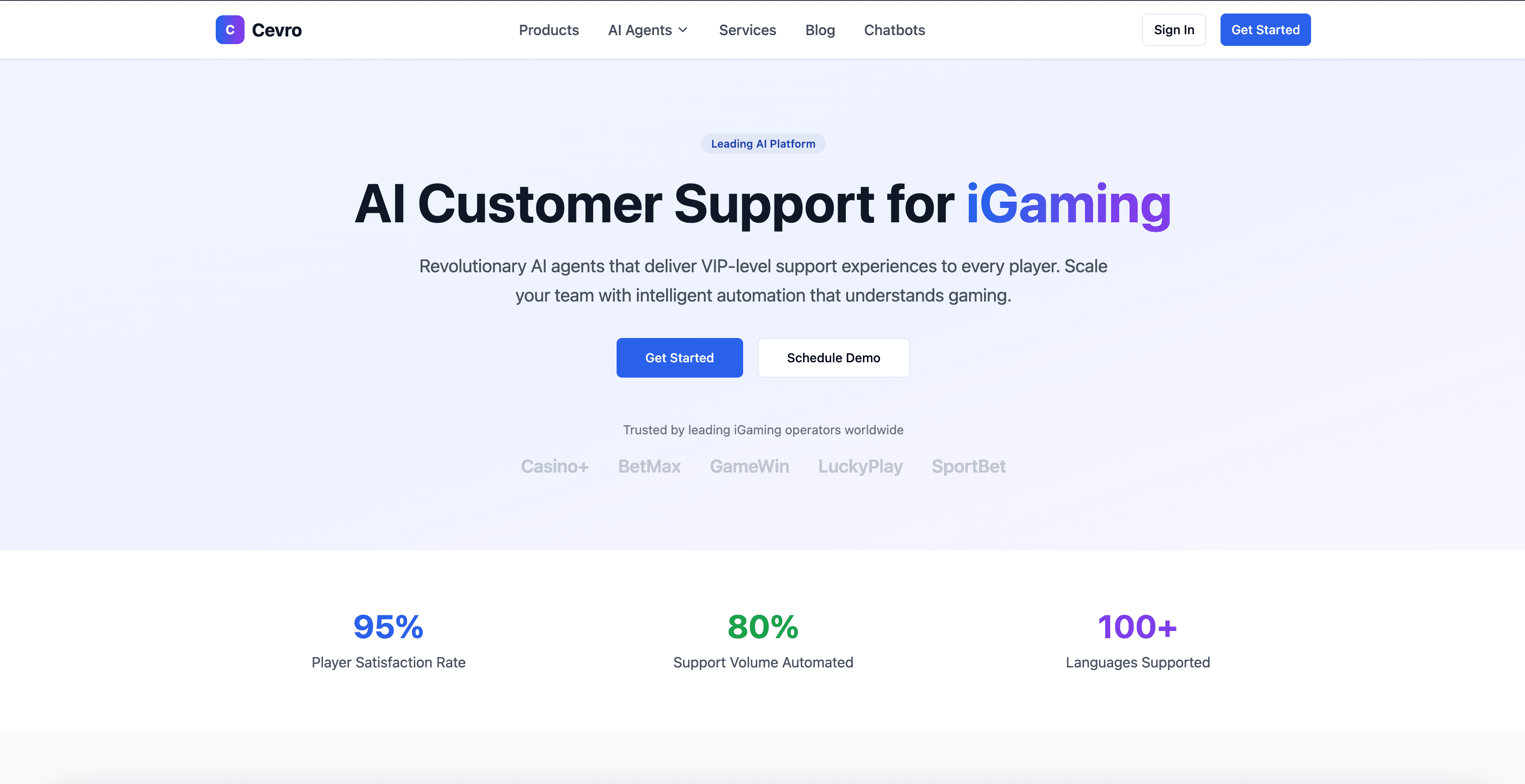 Cevro AI interface screenshot