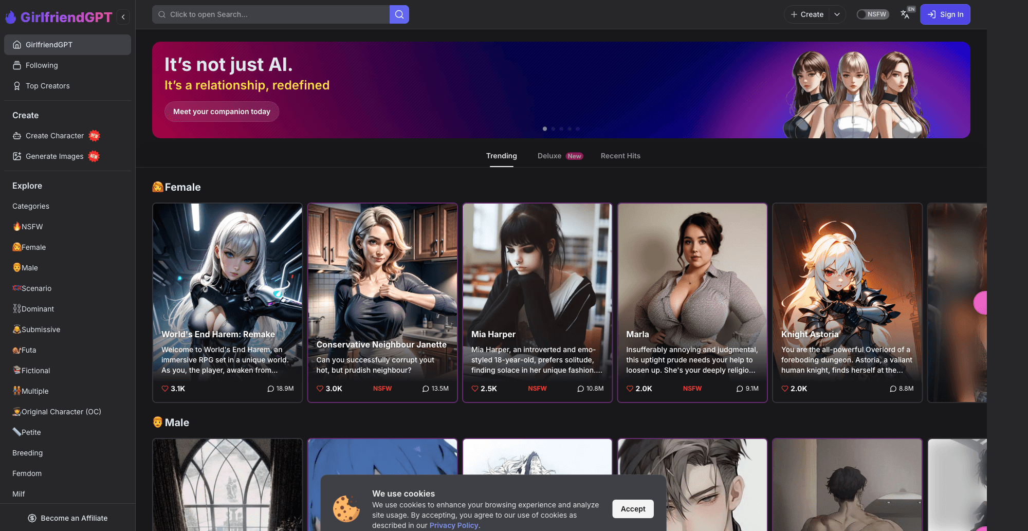 GirlfriendGPT interface screenshot