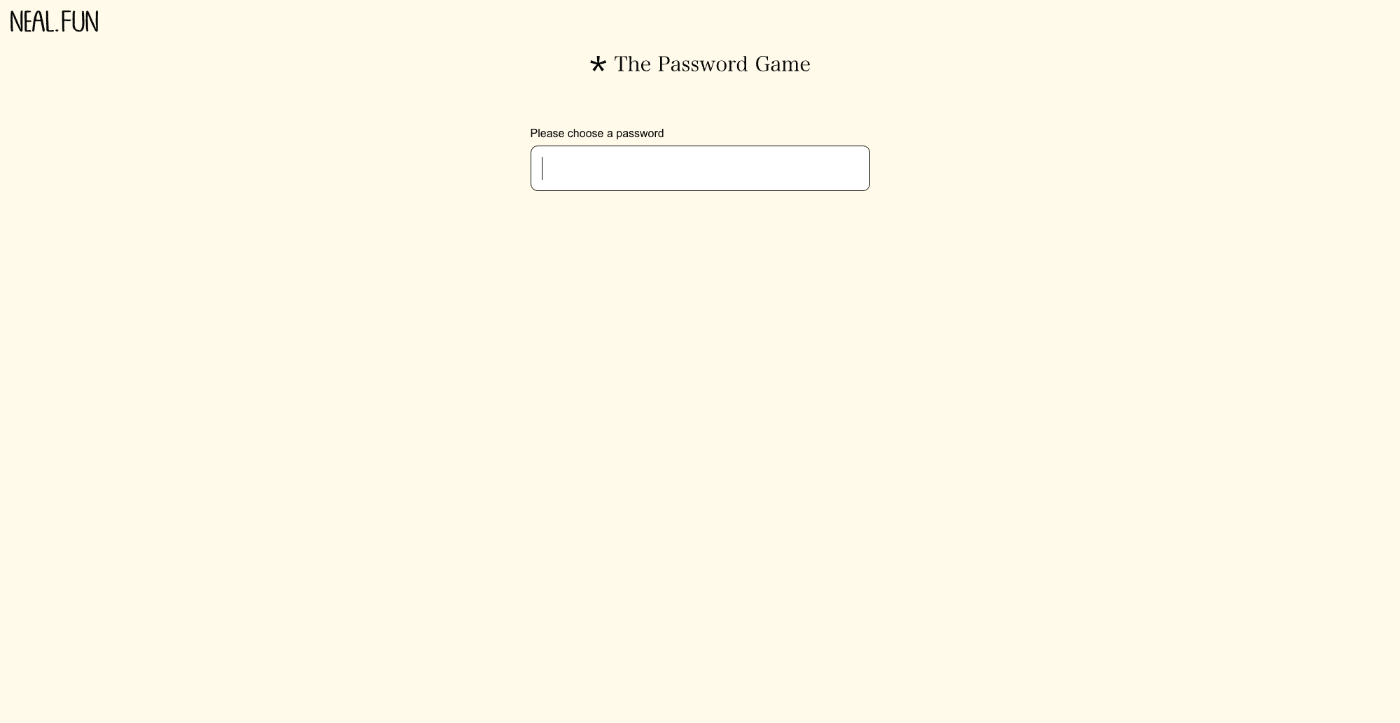 The Password Game interface screenshot