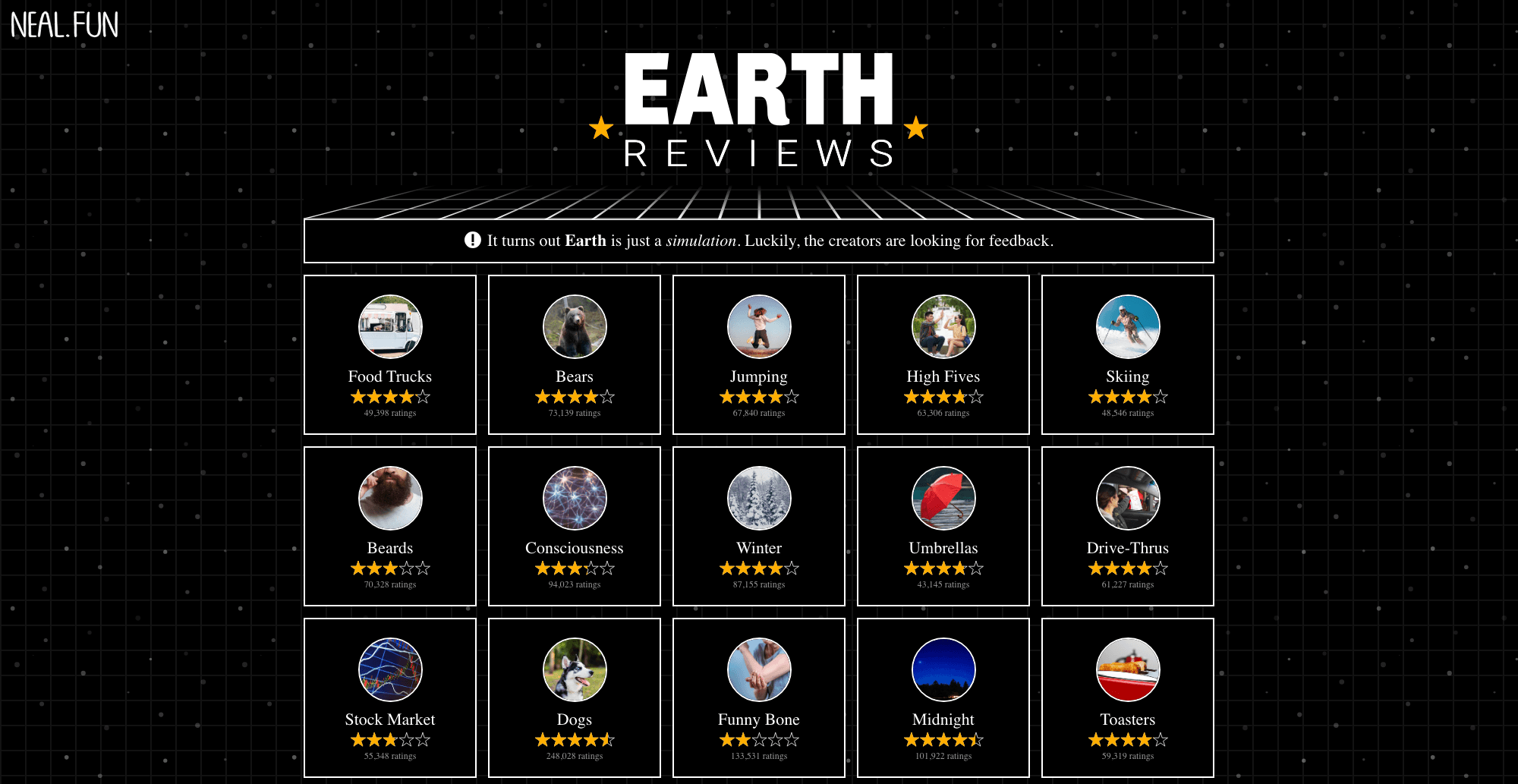 Earth Reviews interface screenshot