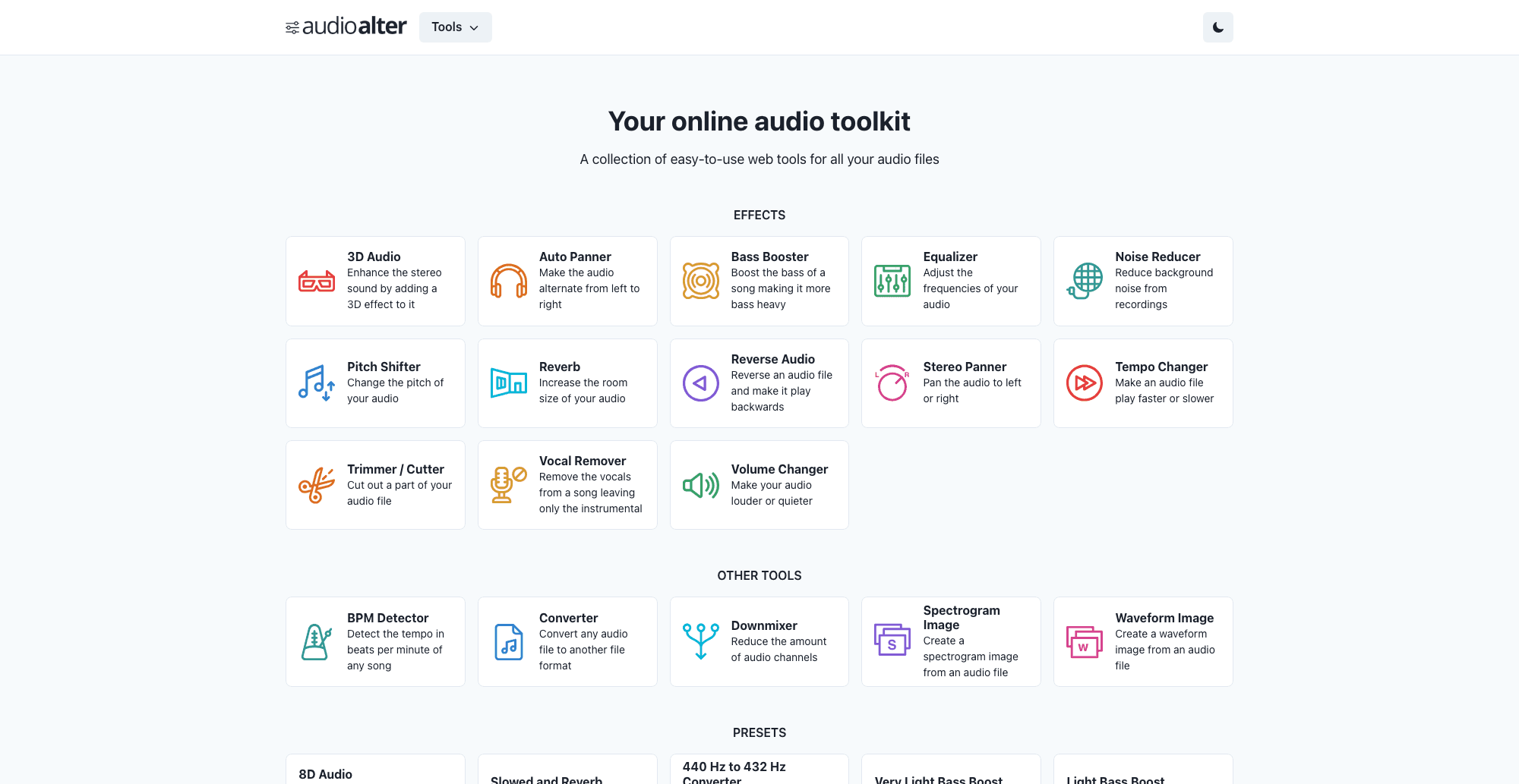 Audioalter interface screenshot
