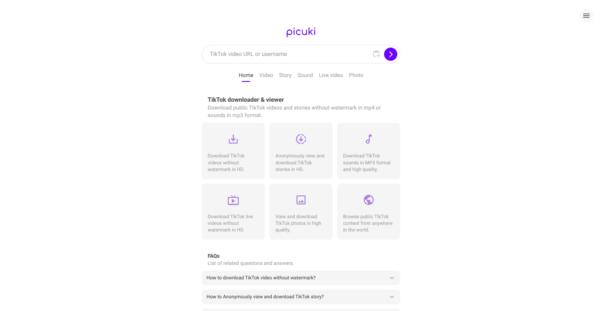 Picuki interface screenshot