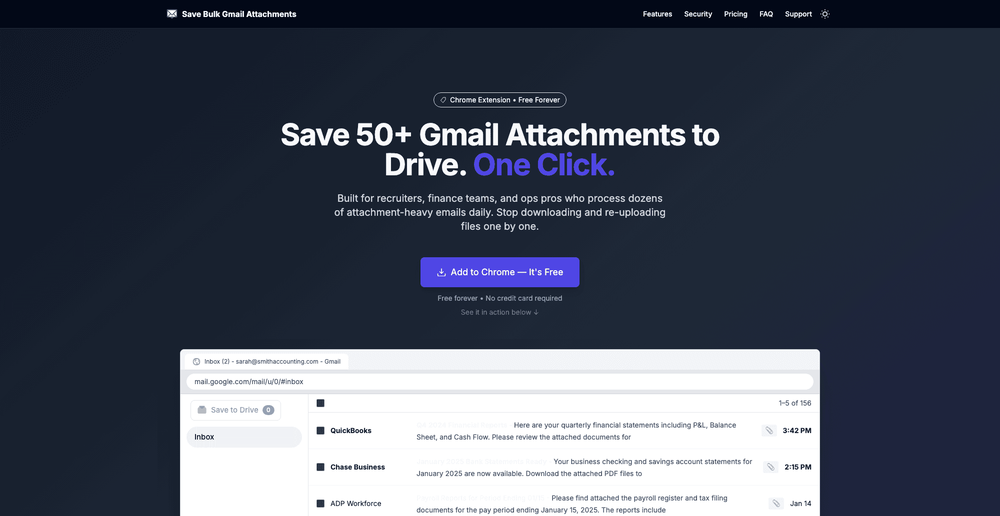 Save Bulk Gmail Attachments interface screenshot