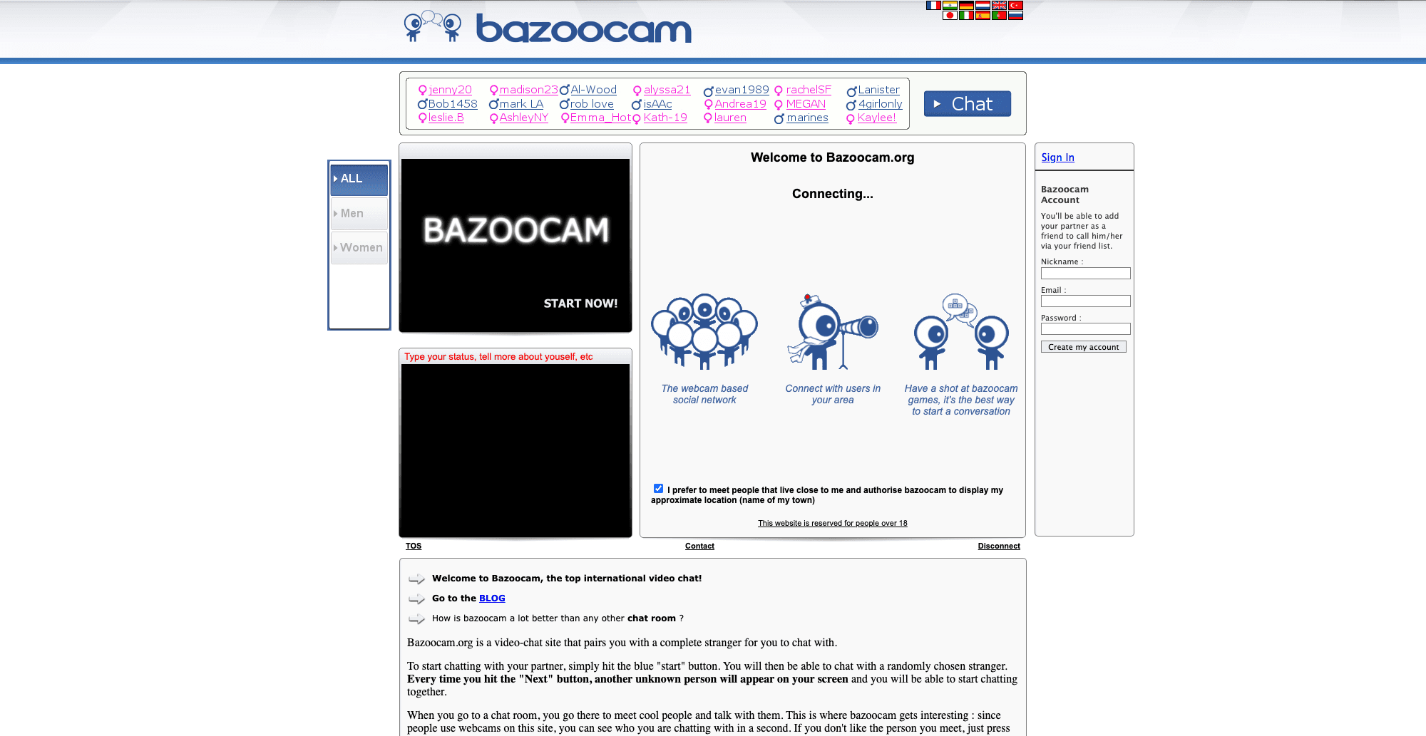 Bazoocam interface screenshot