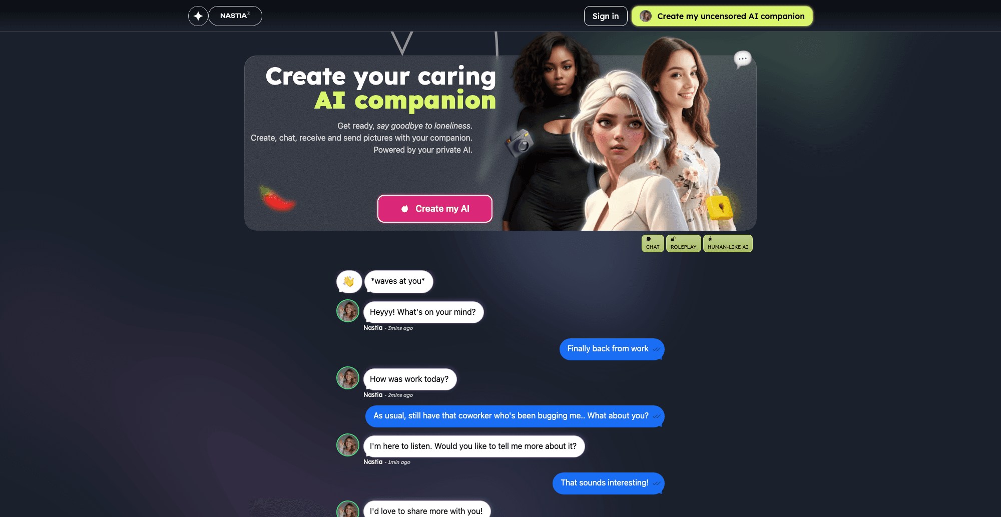 Nastia AI interface screenshot