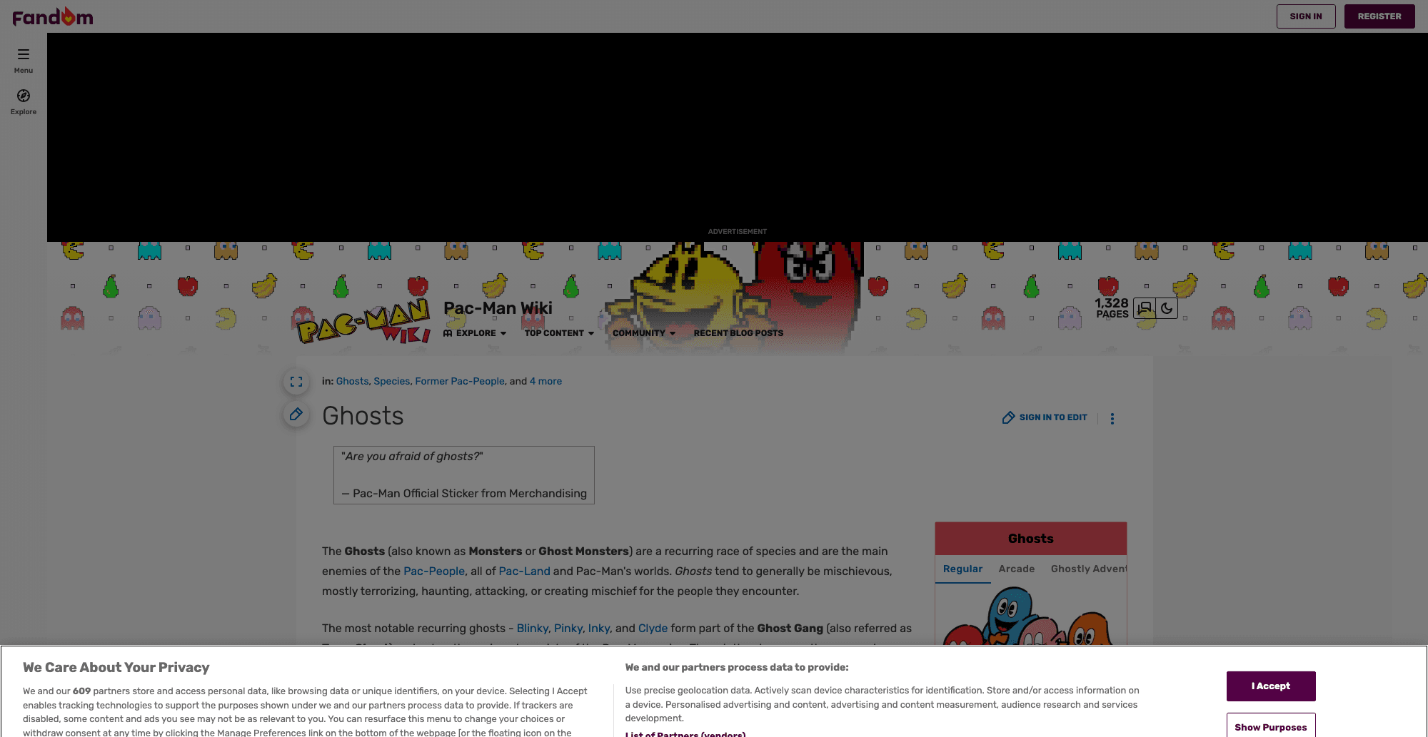 Pacman Ghosts interface screenshot
