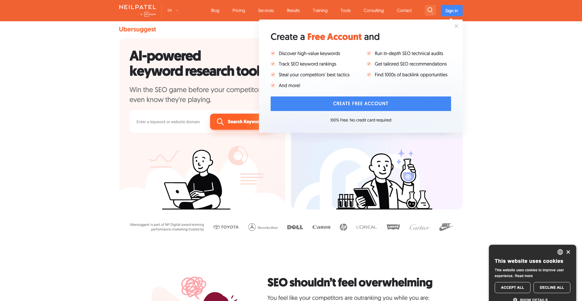 Ubersuggest interface screenshot