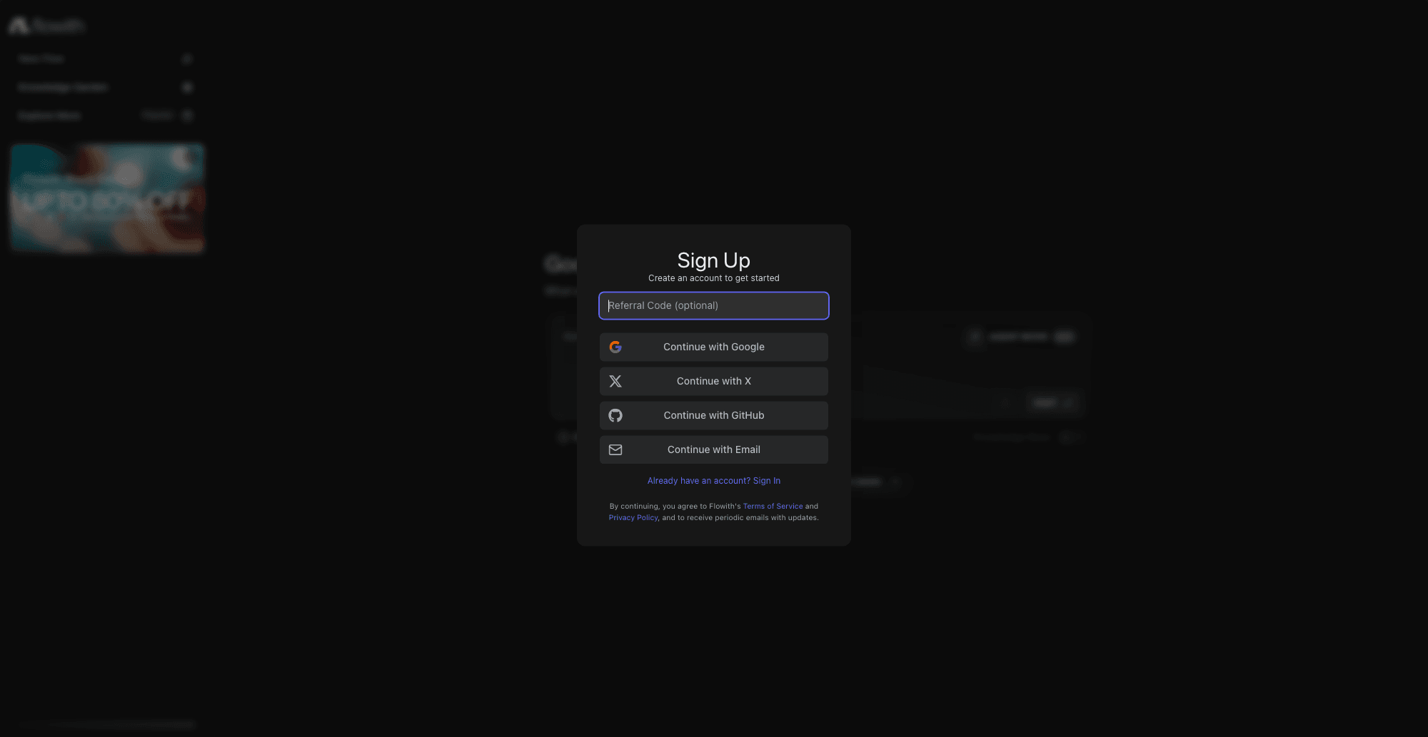 Flowith AI interface screenshot