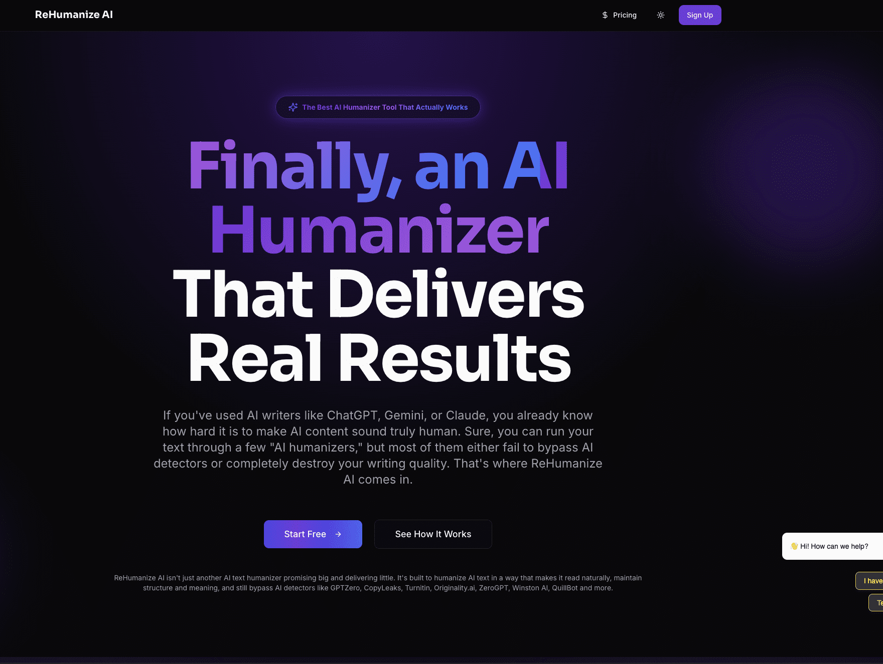 ReHumanize AI interface screenshot