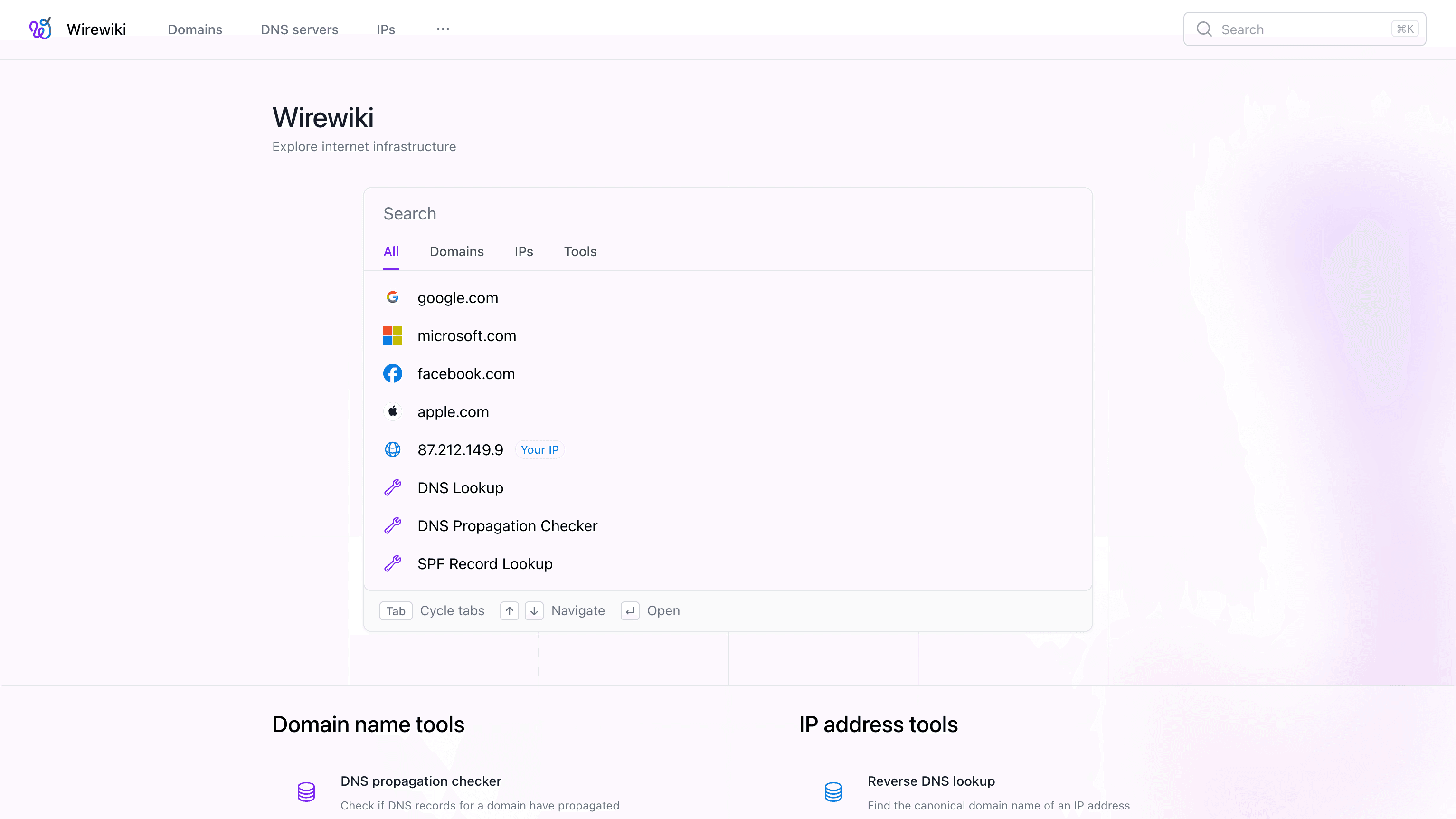 Wirewiki interface screenshot