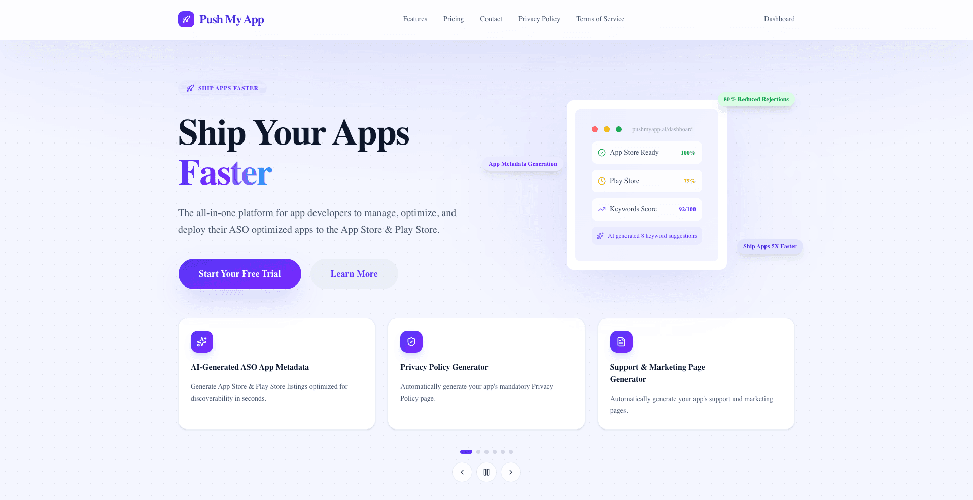 Push My App interface screenshot