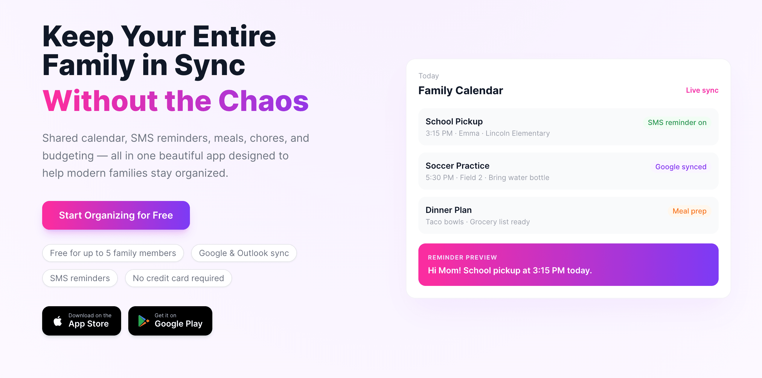 Family Manager - One-Stop-Shop for families interface screenshot