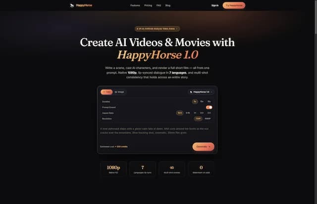 HappyHorse AI Video interface screenshot