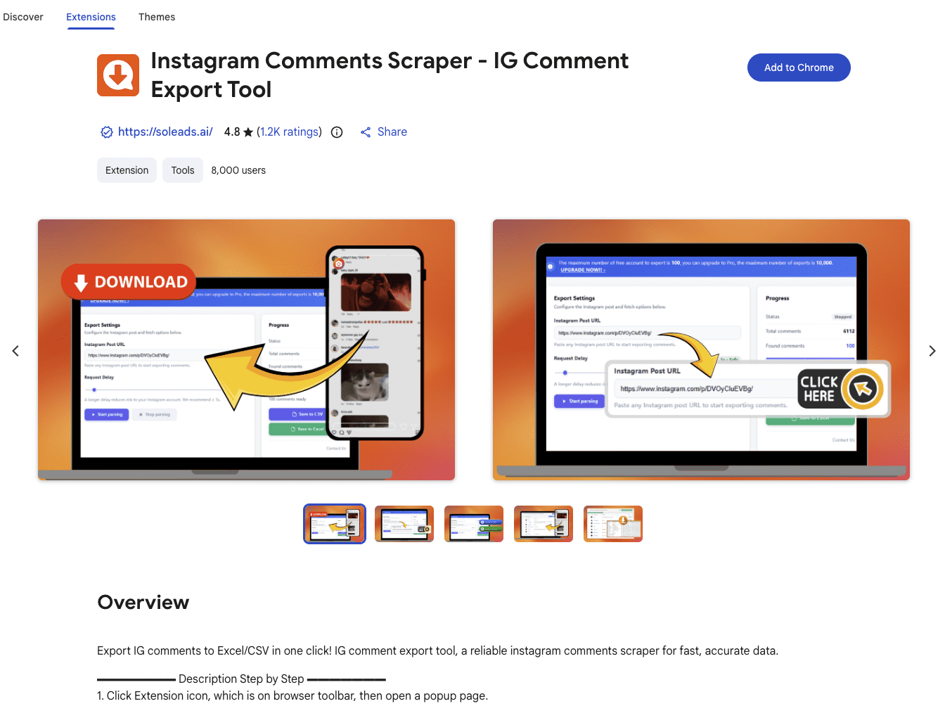 Instagram Comments Scraper interface screenshot