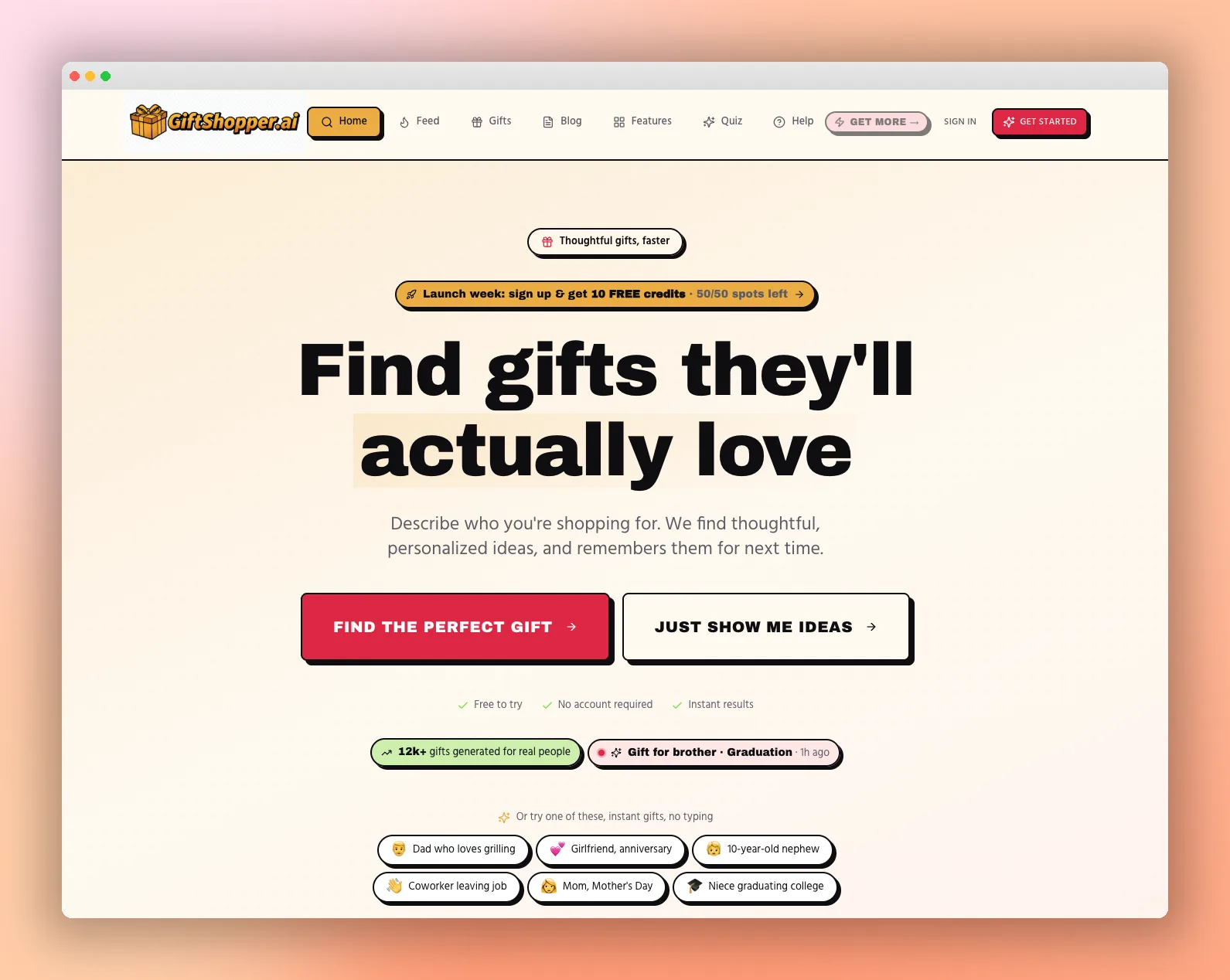 GiftShopper.ai interface screenshot