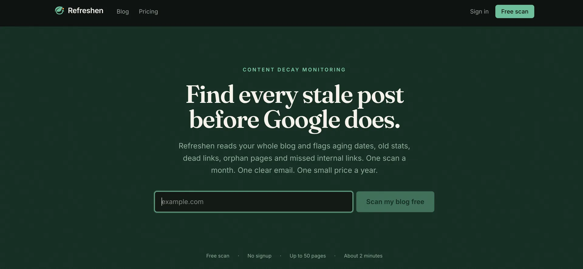 Refreshen interface screenshot