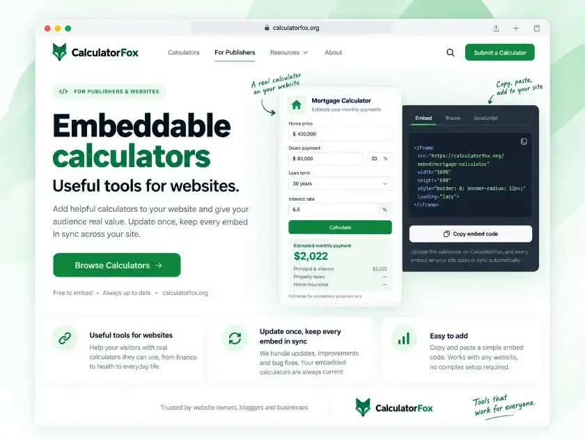 CalculatorFox interface screenshot