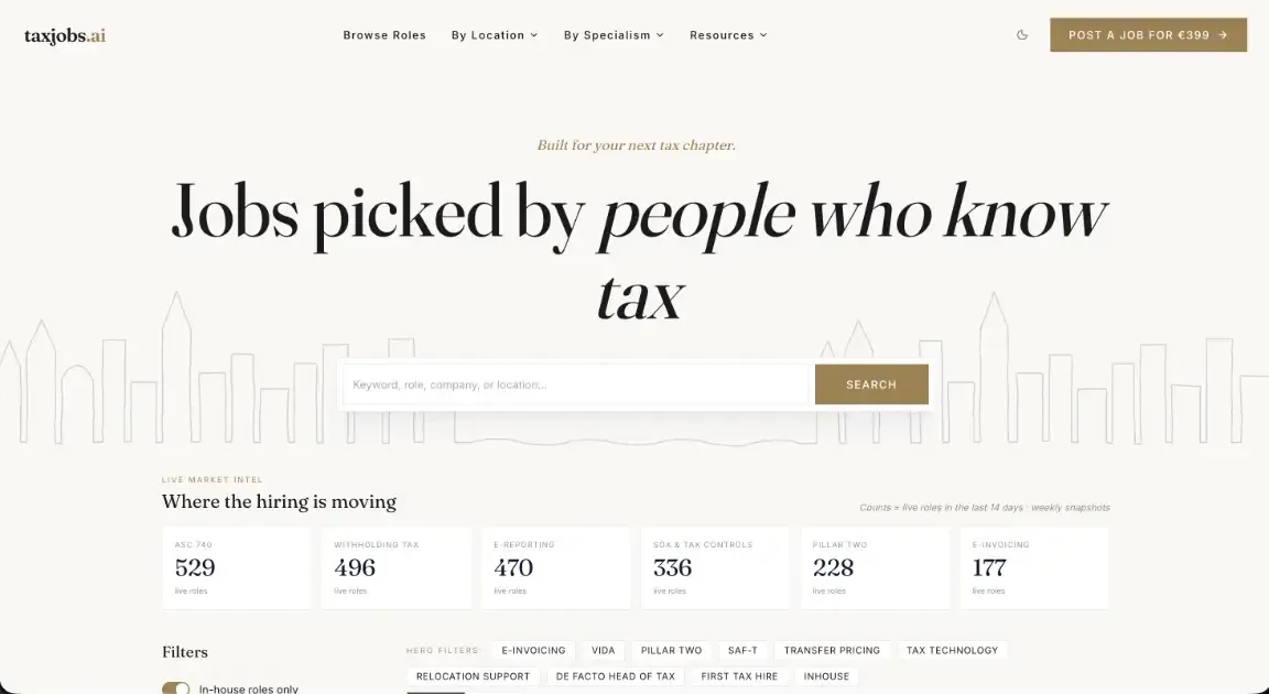 taxjobs.ai interface screenshot