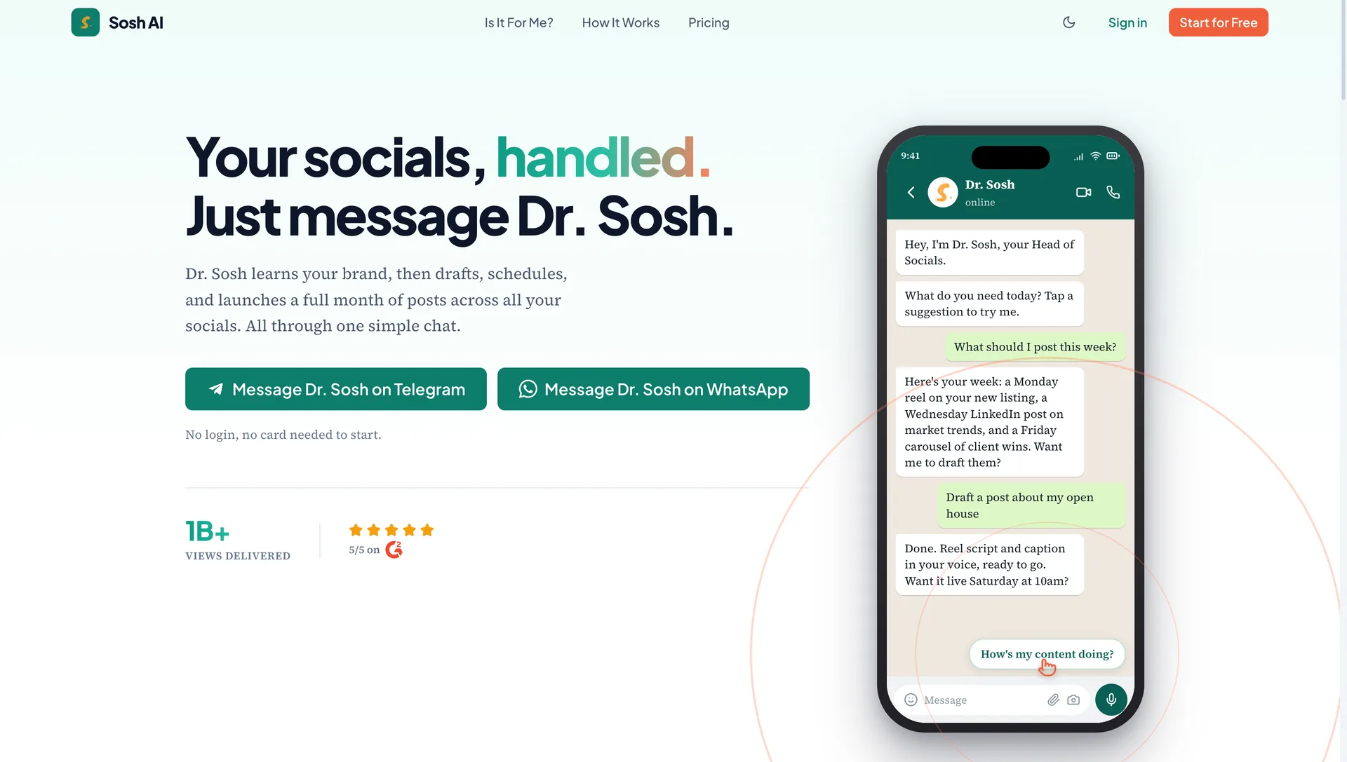 Sosh AI interface screenshot