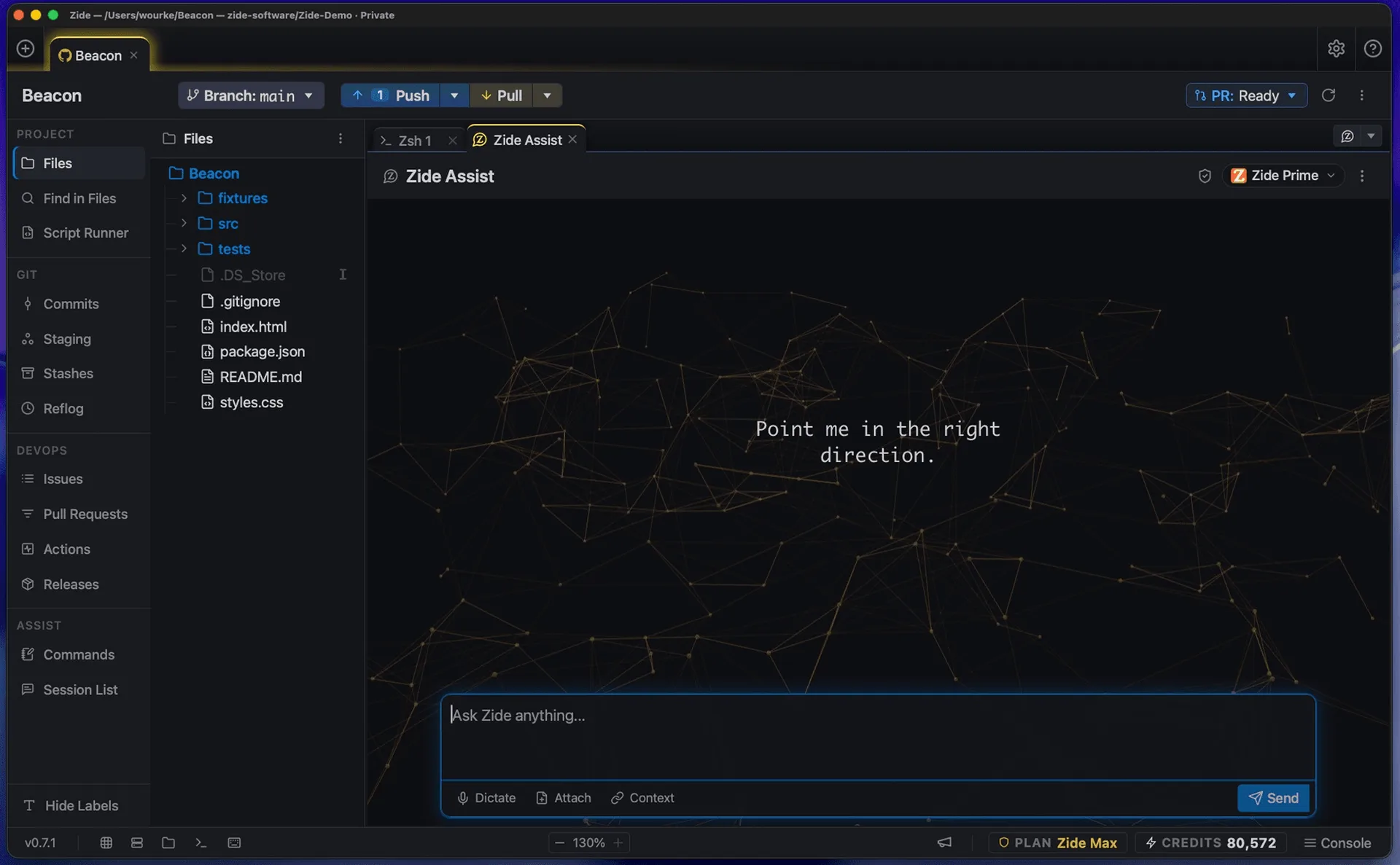 Zide interface screenshot