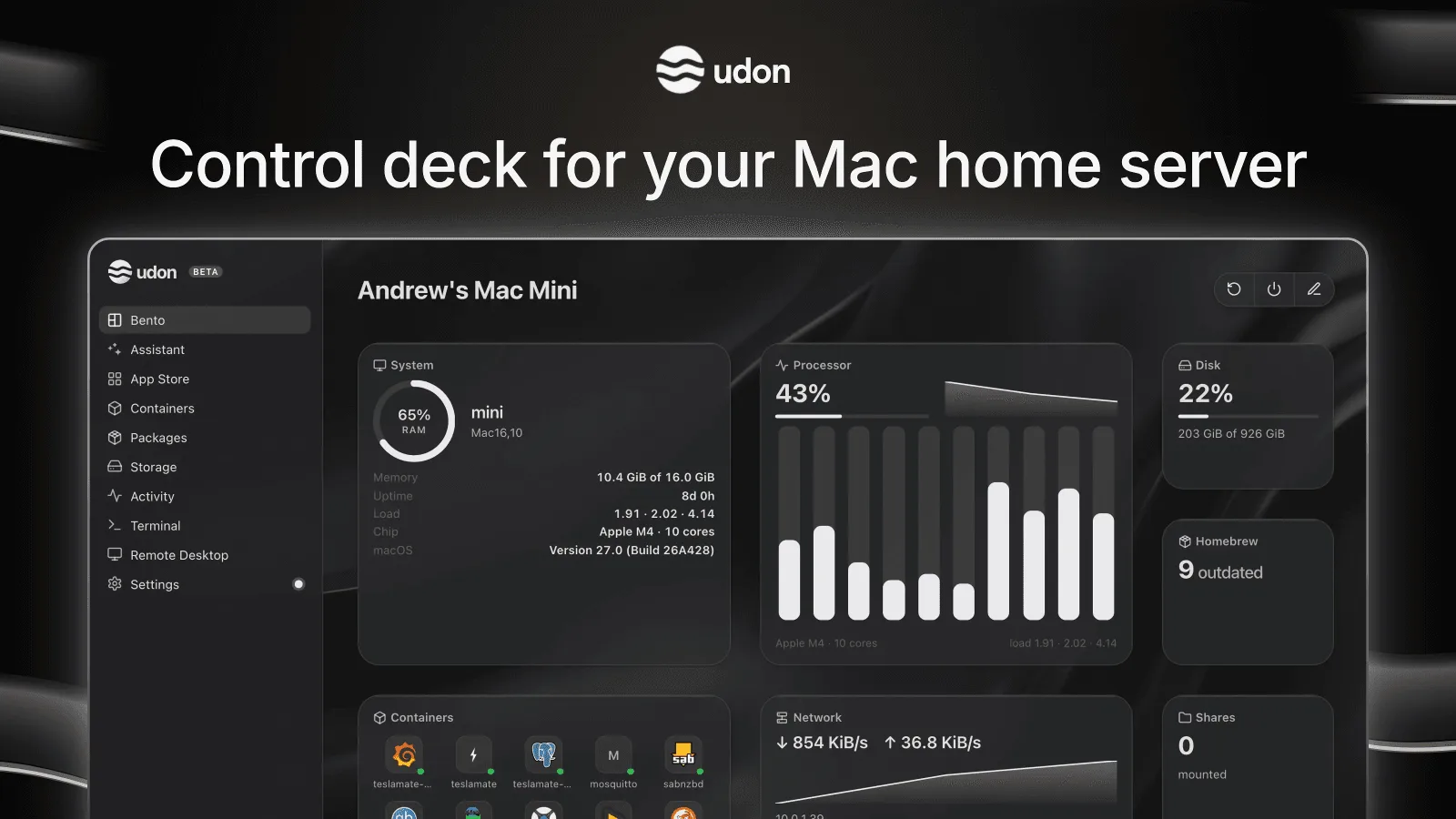 Udon interface screenshot