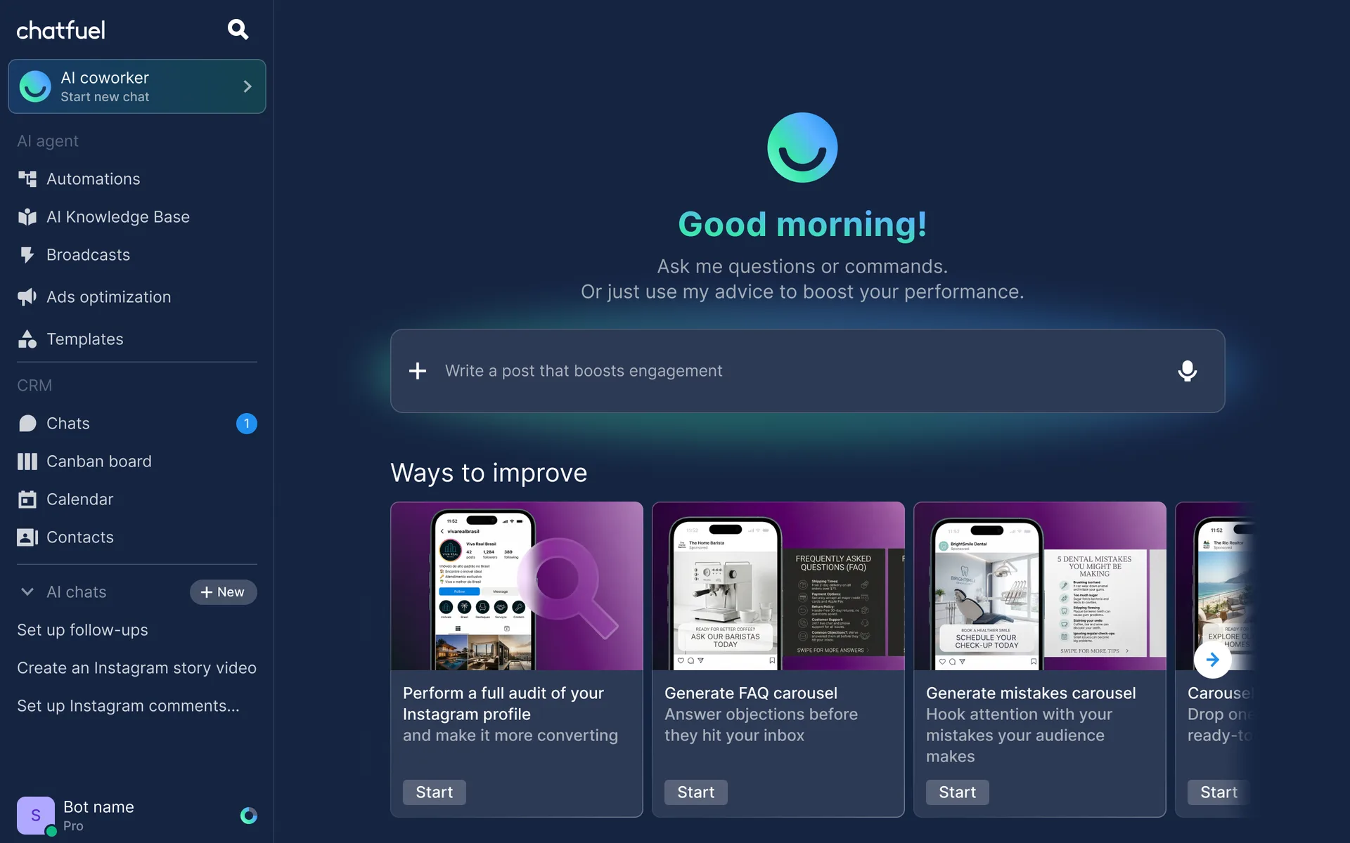 Chatfuel interface screenshot